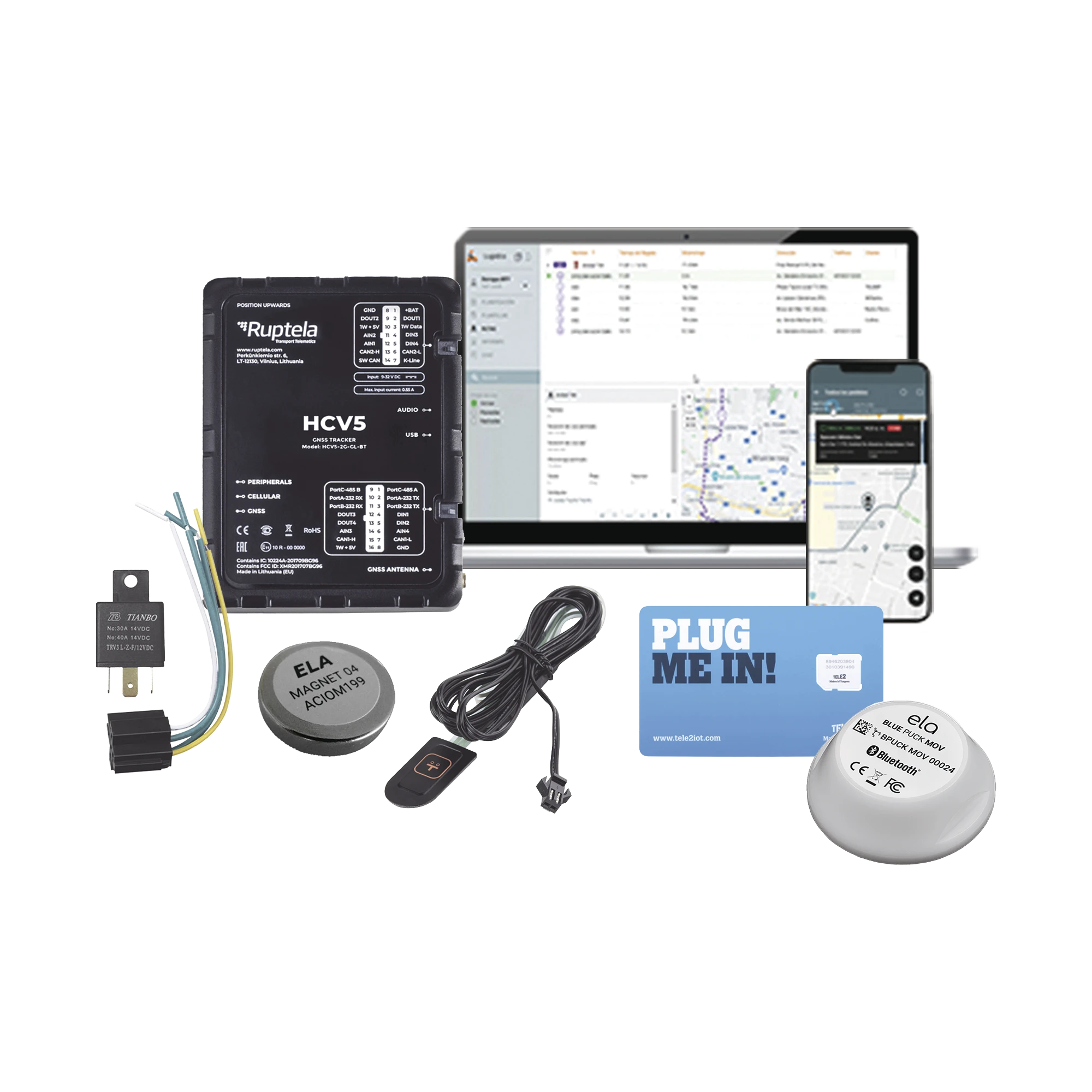 KIT DE LOCALIZADOR 4G LTE / INCLUYE MICROSIM30M2M + DATOS POR 1 MES + 1 EPCOMGPSMENSUAL + 12RELAY + BOTÓN SOS + BLUEPUCKRHT-IoT, GPS y Telemática-RUPTELA-Bsai Seguridad & Controles