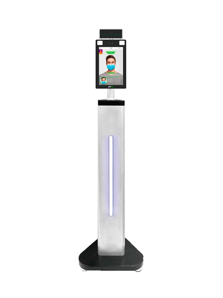 ZKTECO PROFACEXFMBPAK - TERMINAL DE CONTROL DE ACCESO Y ASISTENCIA FACIAL Y PALMA CON MEDICIÓN DE TEMPERATURA Y DETECCIÓN DE CUBREBOCAS / 30 000 ROSTROS / 5 000 PALMAS / INCLUYE PEDESTAL FMB03 DE ALTURA DE 83.2 CM-Facial-ZKTECO-Bsai Seguridad & Controles