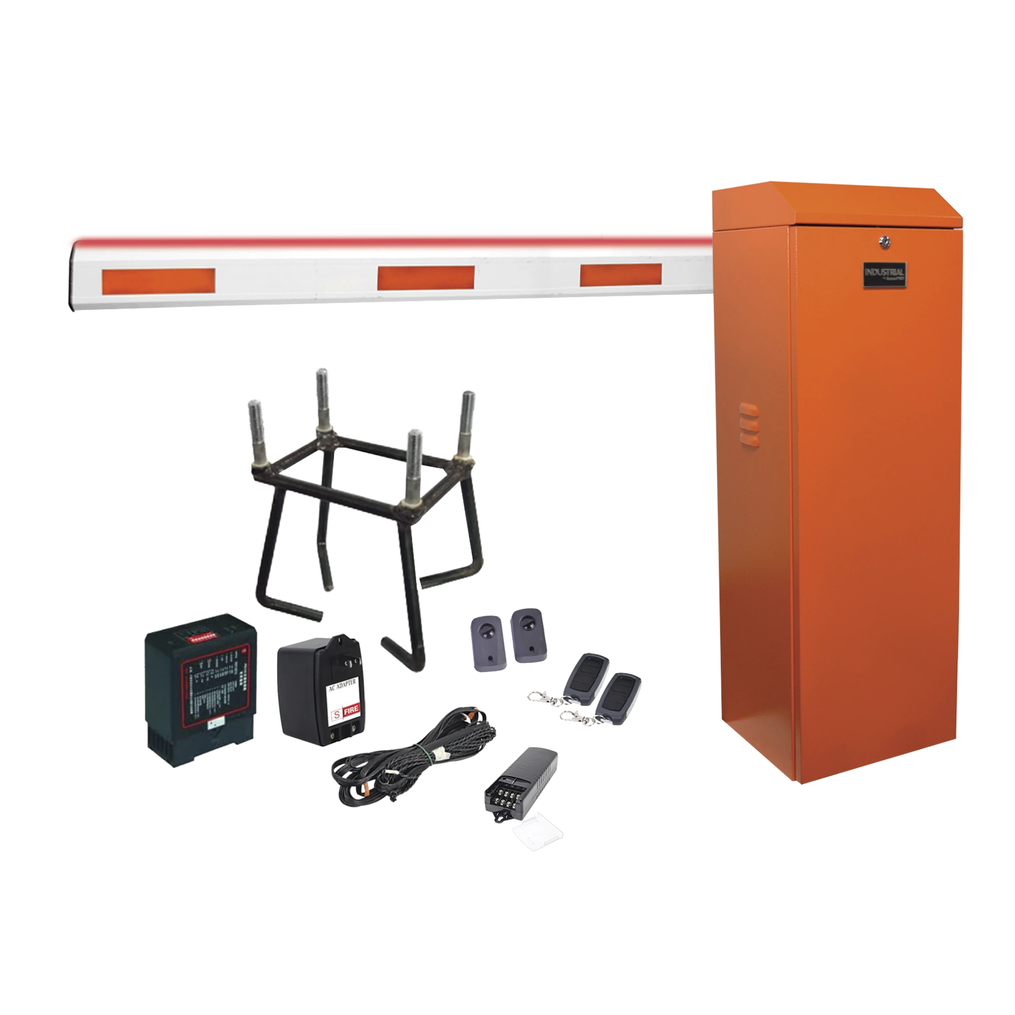 KIT COMPLETO BARRERA IZQUIERDA XB NARANJADA / 3M / ILUMINACION LED ROJO-VERDE / INCLUYE SENSOR DE MASA, TRANSFORMADOR, LAZO, ANCLA, FOTOCELDAS Y 2 CONTROLES INALÁMBRICOS-Acceso Vehicular-ACCESSPRO-Bsai Seguridad & Controles