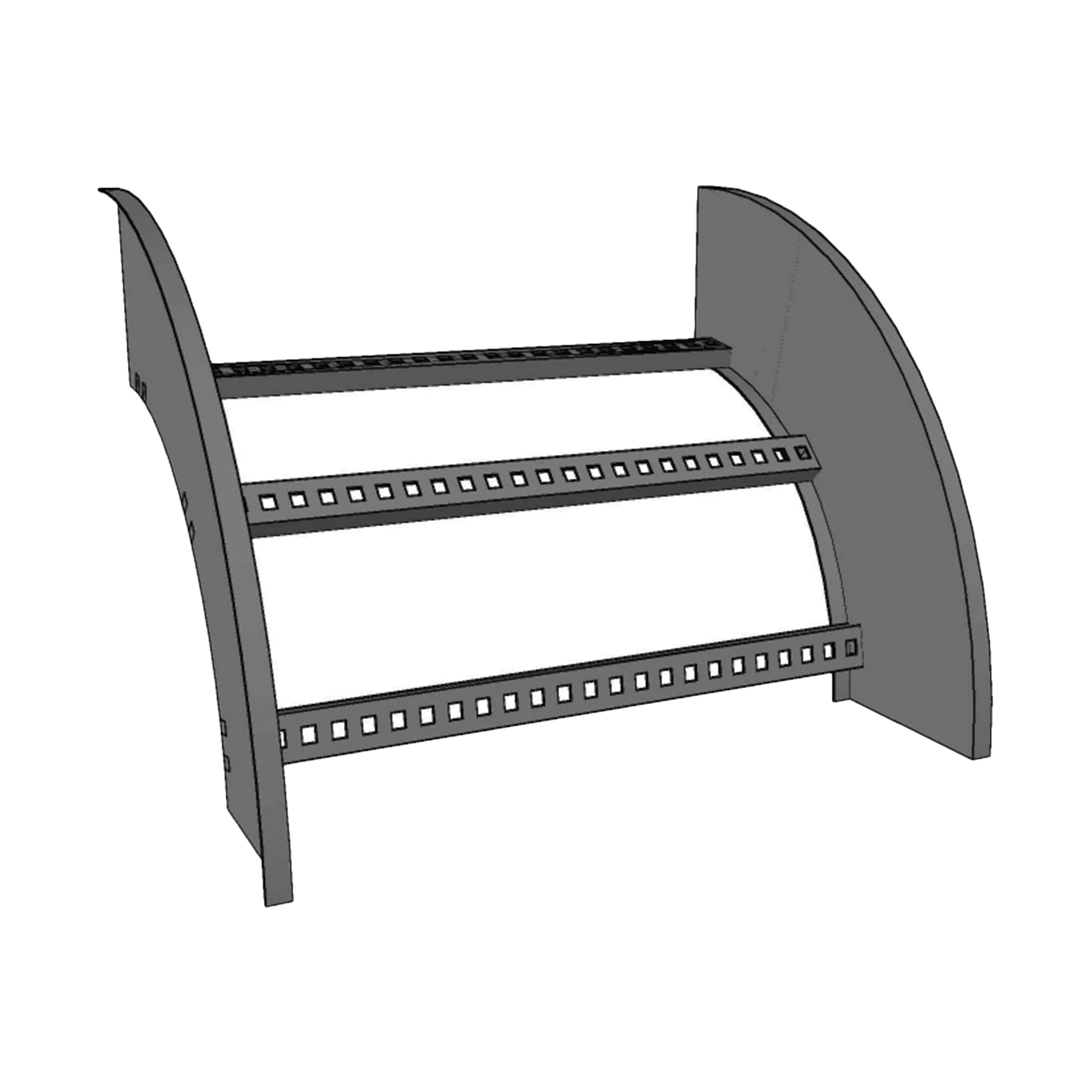 CURVA VERTICAL EXTERIOR DE ALUMINIO DE 90° PERFIL Z / PERALTE 3 1/4" / ANCHO 9" / RADIO 8" / INCLUYE TORNILLERÍA-Charola-CHAROFIL-Bsai Seguridad & Controles