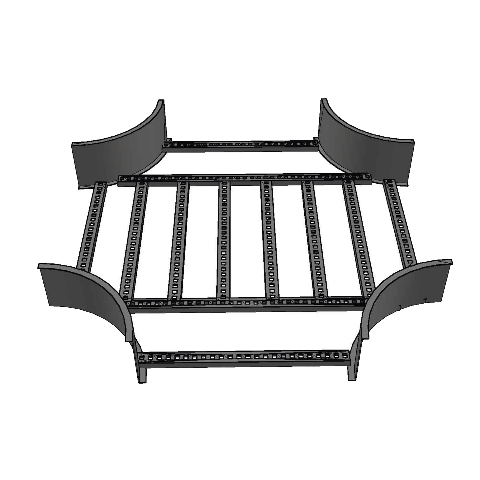 DERIVACIÓN "X" HORIZONTAL DE ALUMINIO PERFIL Z / PERALTE 3 1/4" / ANCHO 6"/ RADIO 8" / INCLUYE TORNILLERÍA-Charola-CHAROFIL-Bsai Seguridad & Controles