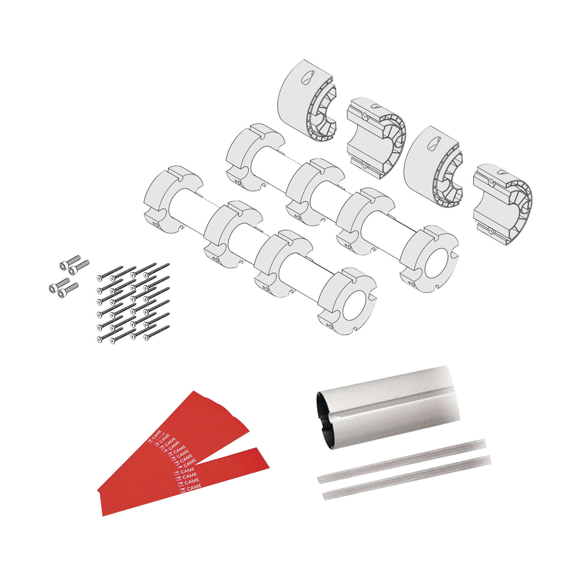 KIT DE MÁSTIL PARA BARRERAS GARD8 / INCLUYE 2 SECCIONES TUBULARES DE 4M / INCLUYE TIRAS REFLEJANTES / INCLUYE UNIÓN CENTRAL-Acceso Vehicular-CAME-Bsai Seguridad & Controles