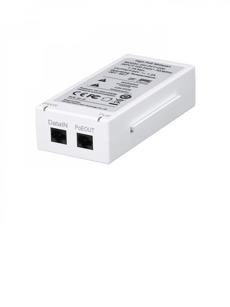 DAHUA PFT1200 - INYECTOR POE GIGABIT / 802.3AF / AT / HI POE / INDICADOR DE CORRIENTE / INDICADOR POE-Inyectores PoE-DAHUA-Bsai Seguridad & Controles