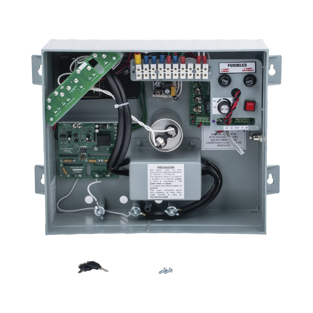 ENERGIZADOR ANTIPLANTAS DE 10,000VOLTS-1.2JOULES/10000 METROS LINEALES DE PROTECCIÓN/ACTIVADO POR ATENUACIÓN DE VOLTAJE,CORTE DE LÍNEA O ATERRIZAMIENTO DE LA LÍNEA/INTEGRACIÓN A PANEL DE ALARMA-Cercas Eléctricas-YONUSA-Bsai Seguridad & Controles