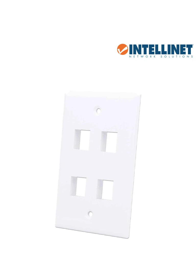 INTELLINET 163316 TAPA PARA CAJA MONTAJE AL RAS, 4 SALIDAS, BLANCO-Faceplate Y Cajas Universales-INTELLINET-Bsai Seguridad & Controles
