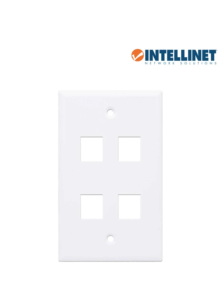 INTELLINET 163316 TAPA PARA CAJA MONTAJE AL RAS, 4 SALIDAS, BLANCO-Faceplate Y Cajas Universales-INTELLINET-Bsai Seguridad & Controles