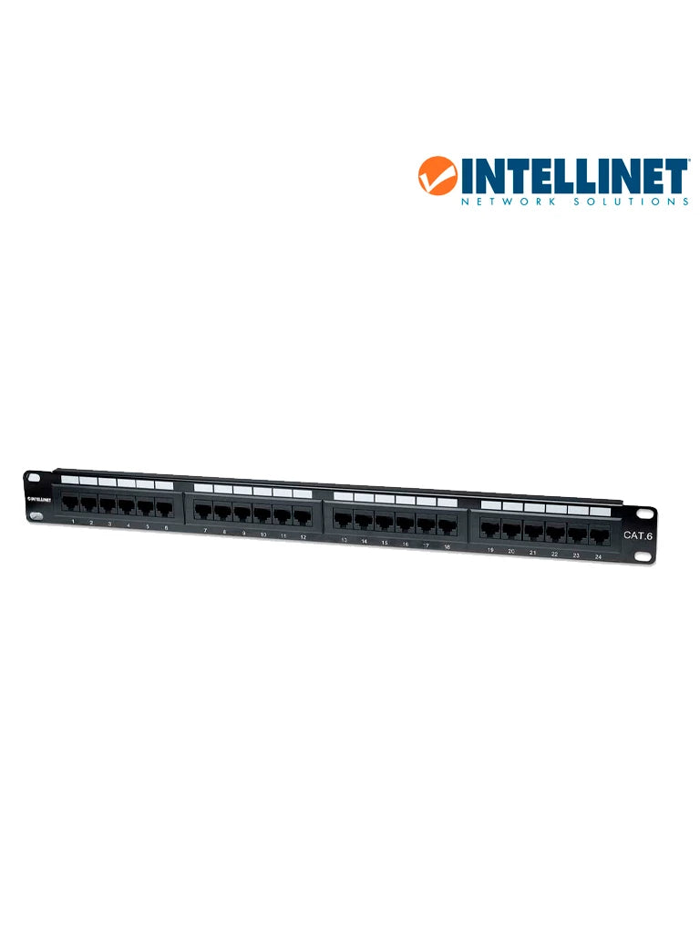 INTELLINET 520959 - PANEL DE PARCHEO CAT6 24 PUERTOS, UTP, 1 UR-Patch Panel-INTELLINET-Bsai Seguridad & Controles