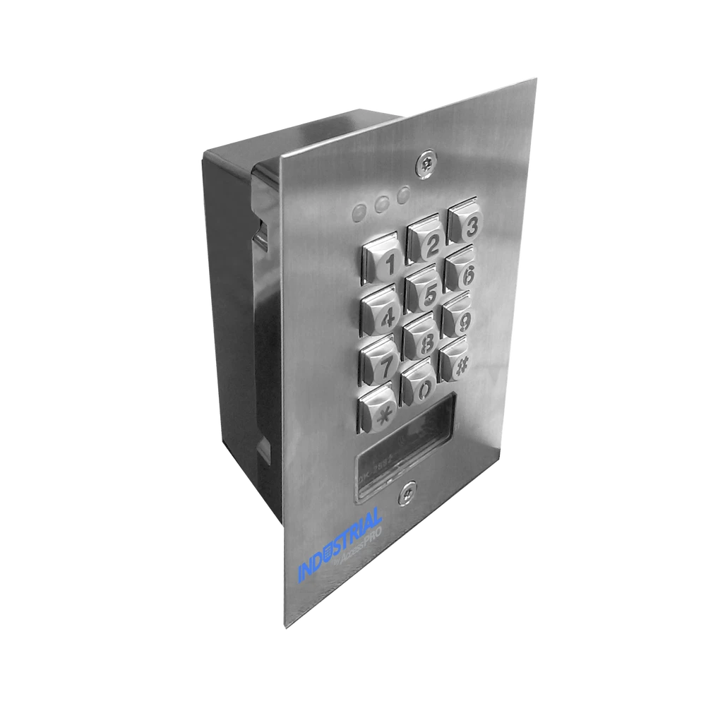 TECLADO EXTERIOR/INTERIOR ANTIVANDÁLICO, 3 RELEVADORES, SALIDA WIEGAND, 1200 USUARIOS, LECTOR DE PROXIMIDAD, EMPOTRABLE-Controles de Acceso-ACCESSPRO INDUSTRIAL-Bsai Seguridad & Controles