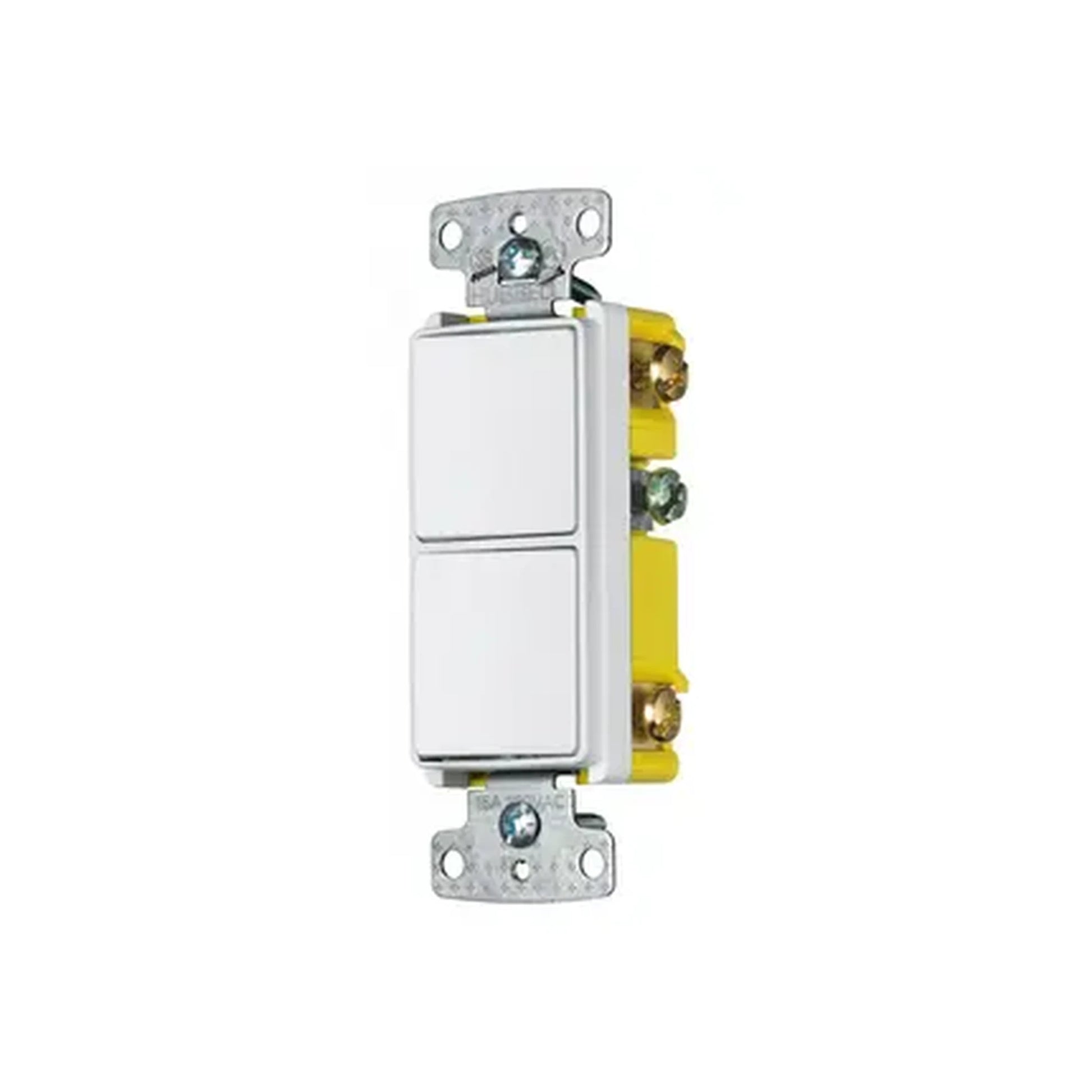 INTERRUPTOR RESIDENCIAL 15 A 120-277 V, CON 2 BASES UNIPOLARES, CABLEADO LATERAL, COLOR BLANCO.-Área Eléctrica-HUBBELL-Bsai Seguridad & Controles
