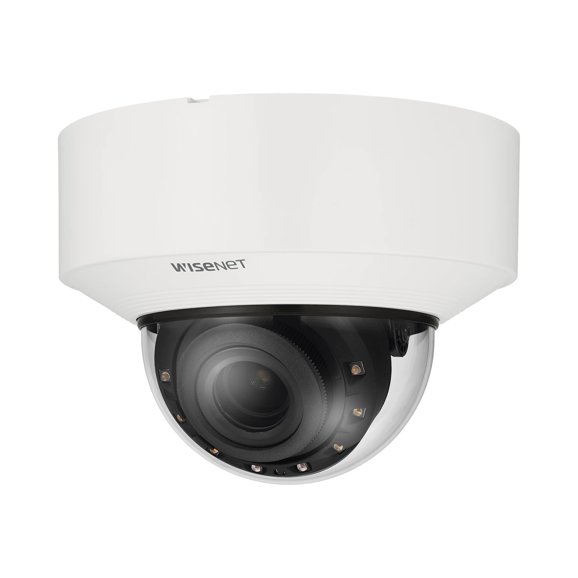 CÁMARA DOMO 4MP CON IA, ANTIVANDALICA / LENTE MOTORIZADO DE 2.8 A 10MM / WDR 120DB / RANURA MICROSD / IP52 IK08-Cámaras IP-HANWHA VISION-Bsai Seguridad & Controles