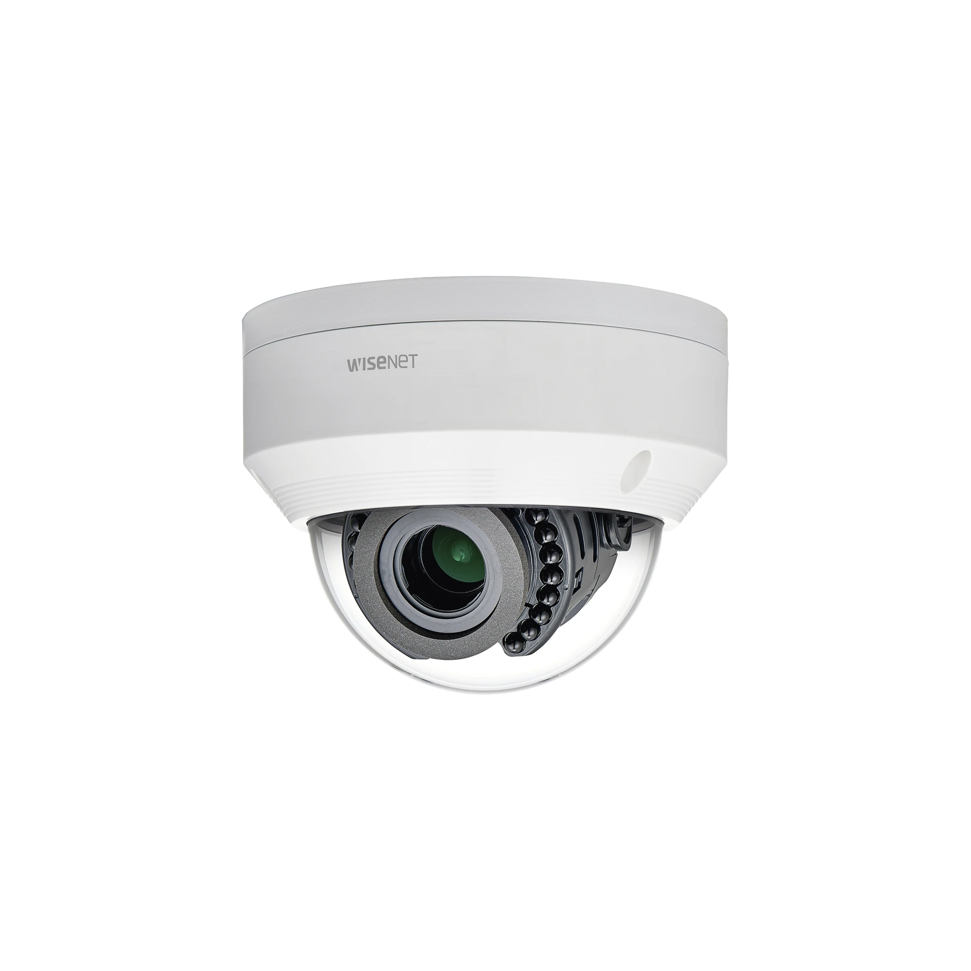 CÁMARA IP TIPO DOMO ANTIVANDÁLICO EXTERIOR 2 MEGAPÍXEL / LENTE VARIFOCAL 3.2 -10MM / IR 30M / WDR 120DB / IP66-Cámaras IP-HANWHA TECHWIN WISENET-Bsai Seguridad & Controles