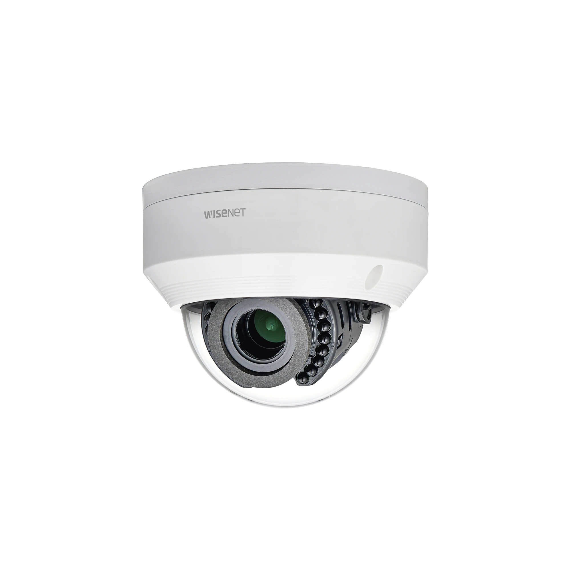 CÁMARA IP TIPO DOMO ANTIVANDÁLICO EXTERIOR 2 MEGAPÍXEL / LENTE VARIFOCAL 3.2 -10MM / IR 30M / WDR 120DB / IP66-Cámaras IP-HANWHA TECHWIN WISENET-Bsai Seguridad & Controles