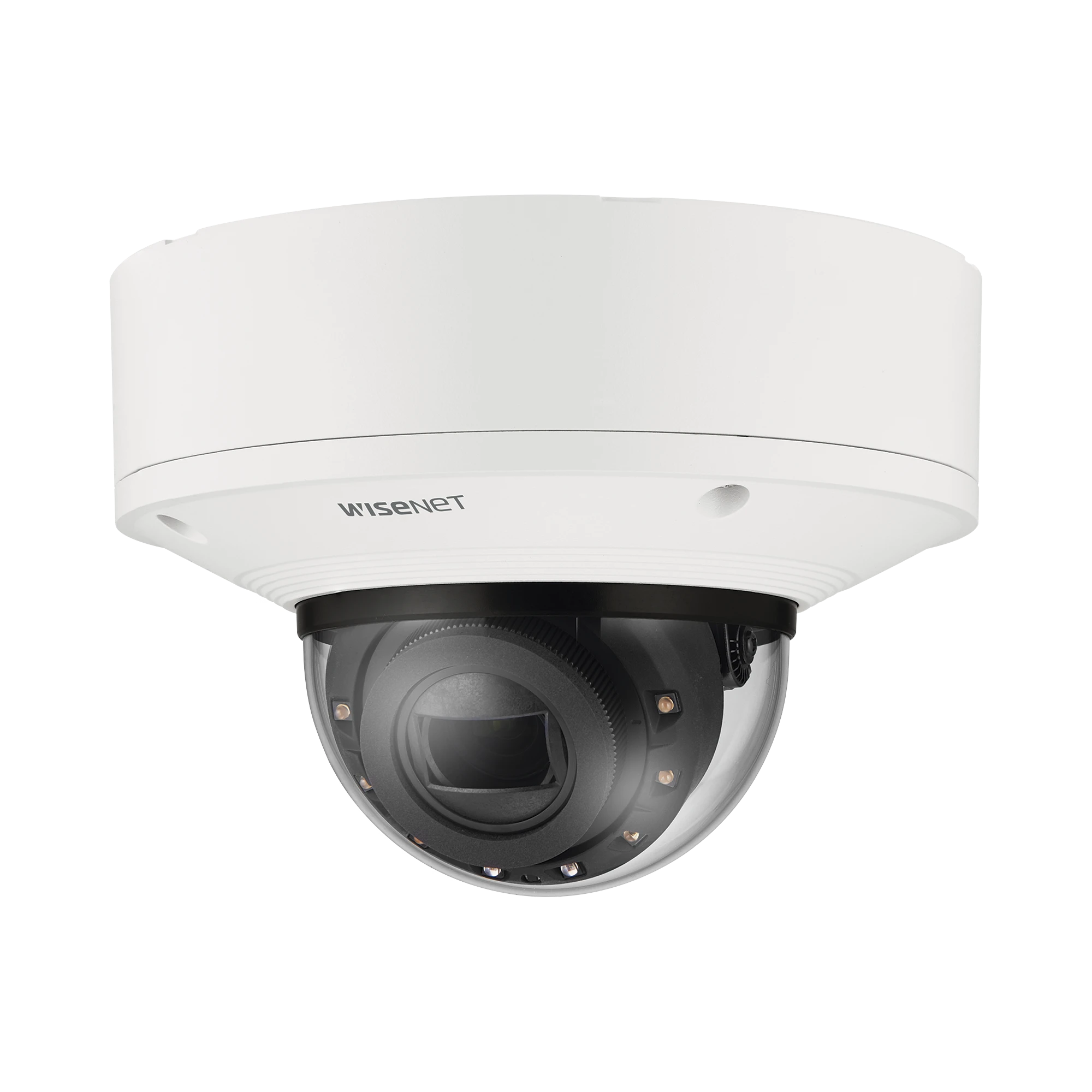 CÁMARA DOMO 6MP CON IA, ANTIVANDALICA / LENTE MOTORIZADO DE 2.8 A 9.3MM / WDR 120DB / RANURA MICROSD / IP66 IP67 IK10 NEMA4X IP6K9K-Cámaras IP-HANWHA VISION-Bsai Seguridad & Controles