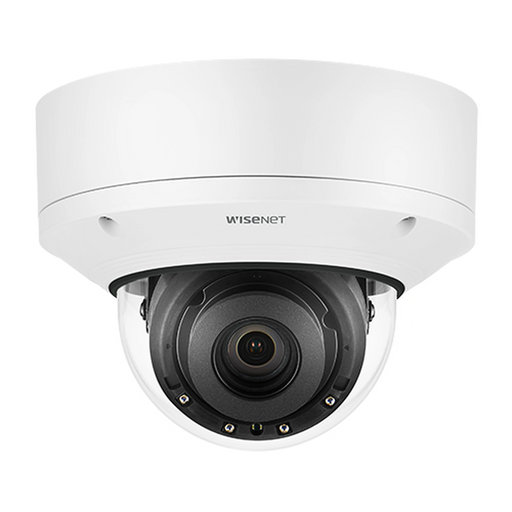 CÁMARA DOMO 2MP CON IA, ANTIVANDALICA / LENTE MOTORIZADO DE 4.38 A 9.33MM / P-IRIS, WDR 120DB / RANURA SD / IP66 IP67 IP6K9K IK10+ NEMA4X-Cámaras IP-Hanwha Techwin Wisenet-PNV-A6081R-Bsai Seguridad & Controles