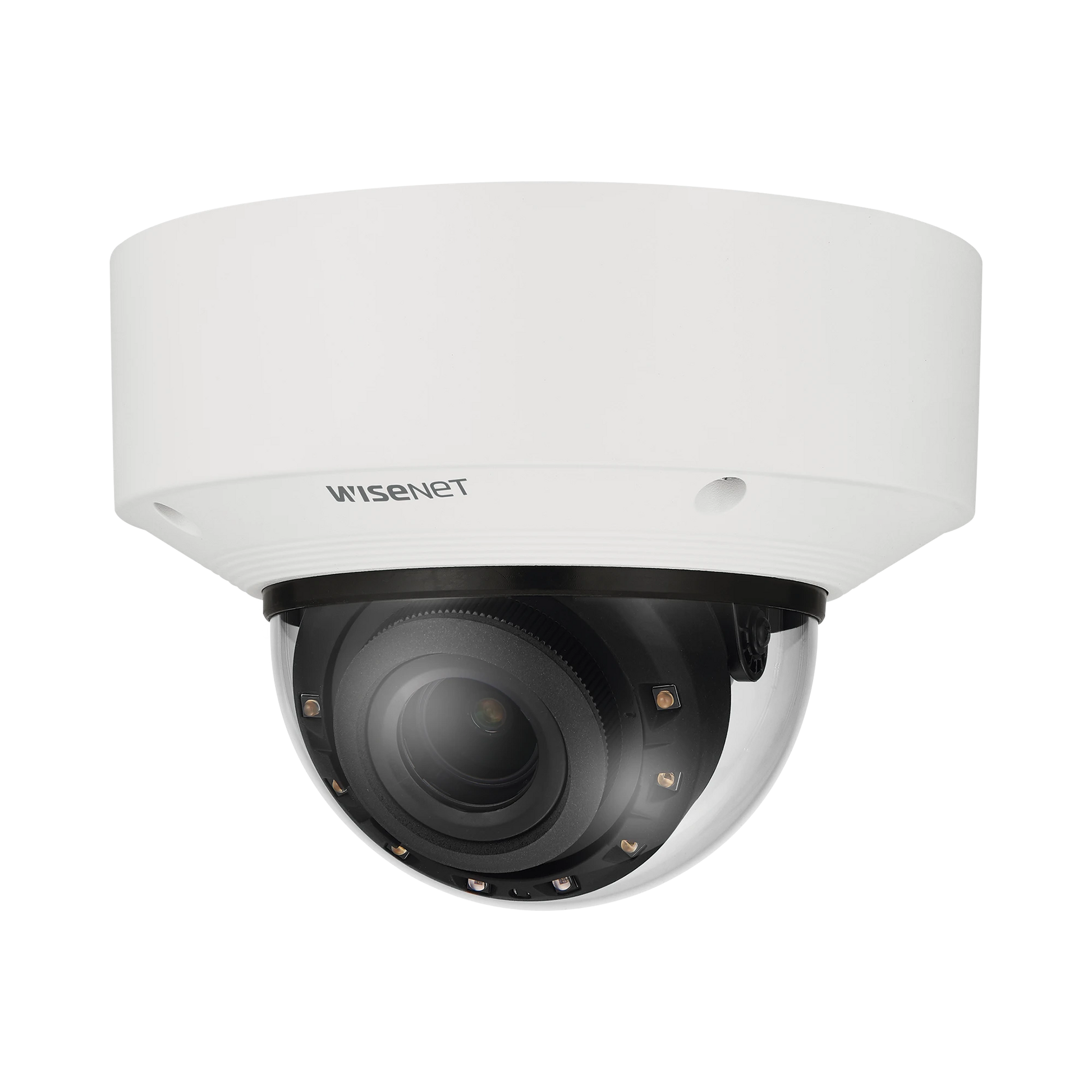 CÁMARA DOMO IP 6MP CON IA, ANTIVANDALICO / LENTE MOTORIZADO DE 4.4 A 9.3MM / P-IRIS, WDR 120DB / RANURA SD / IP66 IP67 NEMA4X IK10-Cámaras IP-HANWHA VISION-Bsai Seguridad & Controles
