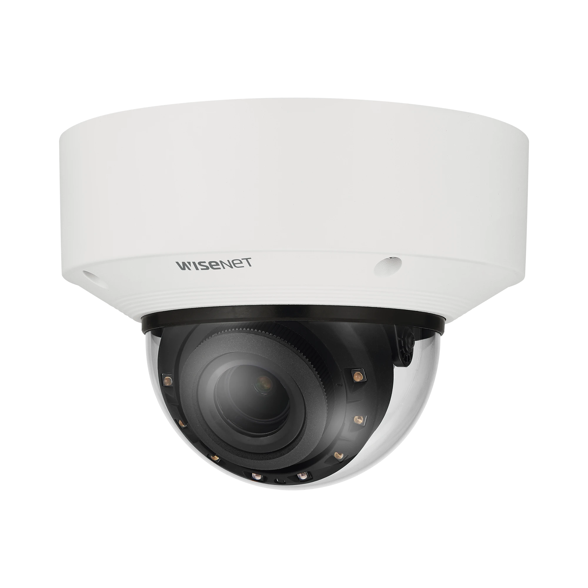 CÁMARA DOMO IP 6MP CON IA, ANTIVANDALICO / LENTE MOTORIZADO DE 4.4 A 9.3MM / P-IRIS, WDR 120DB / RANURA SD / IP66 IP67 NEMA4X IK10-Cámaras IP-HANWHA VISION-Bsai Seguridad & Controles