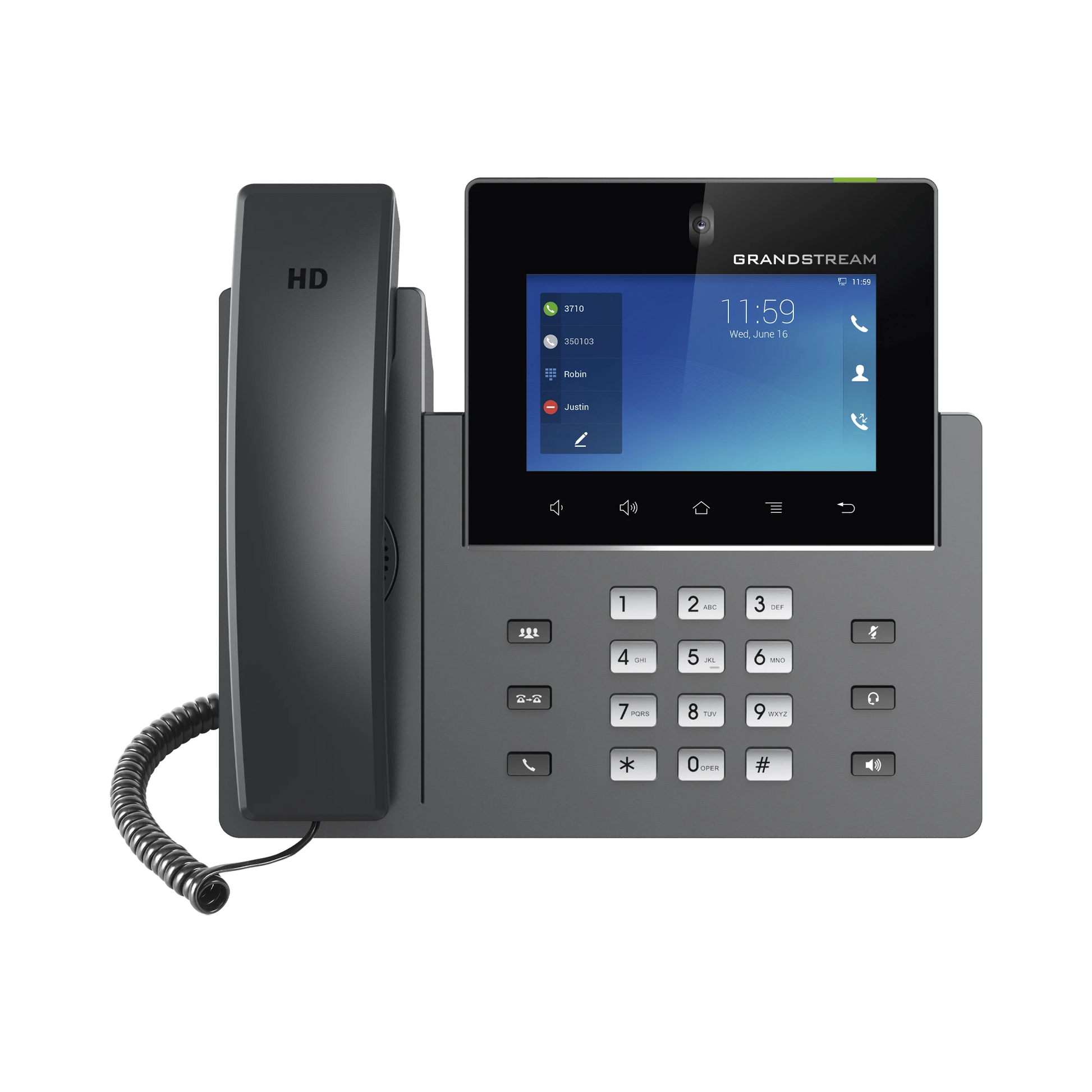 TELÉFONO IP ANDROID 11, 16 LÍNEAS SIP CON 12 CUENTAS, PANTALLA TÁCTIL 5", PUERTOS GIGABIT, WI-FI, BLUETOOTH, POE, CODEC OPUS, IPV4/IPV6 CON GESTIÓN EN LA NUBE GDMS-VoIP - Telefonía IP - Videoconferencia-GRANDSTREAM-Bsai Seguridad & Controles