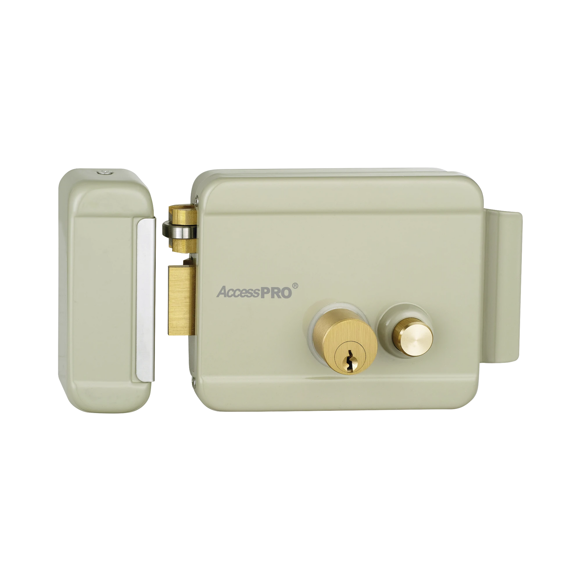 CERRADURA ELÉCTRICA CON BOTÓN DE SALIDA/ INCLUYE LLAVE / EXTERIOR / IZQUIERDA-Control de Acceso-ACCESSPRO-Bsai Seguridad & Controles
