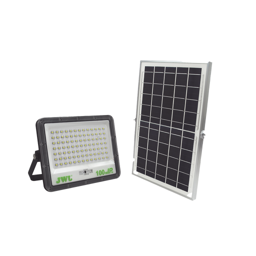 REFLECTOR CON PANEL SOLAR 100 W / BATERÍA 3.2 V CD / T.C.C. 6 500 K / IP66.-Iluminación-JWJ-JLRE-SOL-01-100N-Bsai Seguridad & Controles