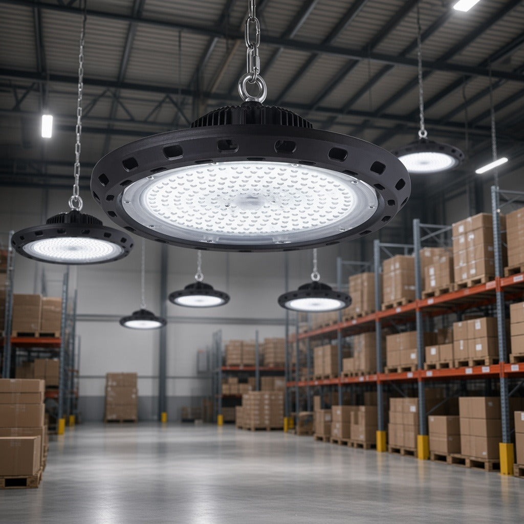 LUMINARIO LED UFO / 200 W / 28,000 LM / 6500 K / IP66 / 85 - 265 V CA / 50,000 H [JLREUFO-200] instalado