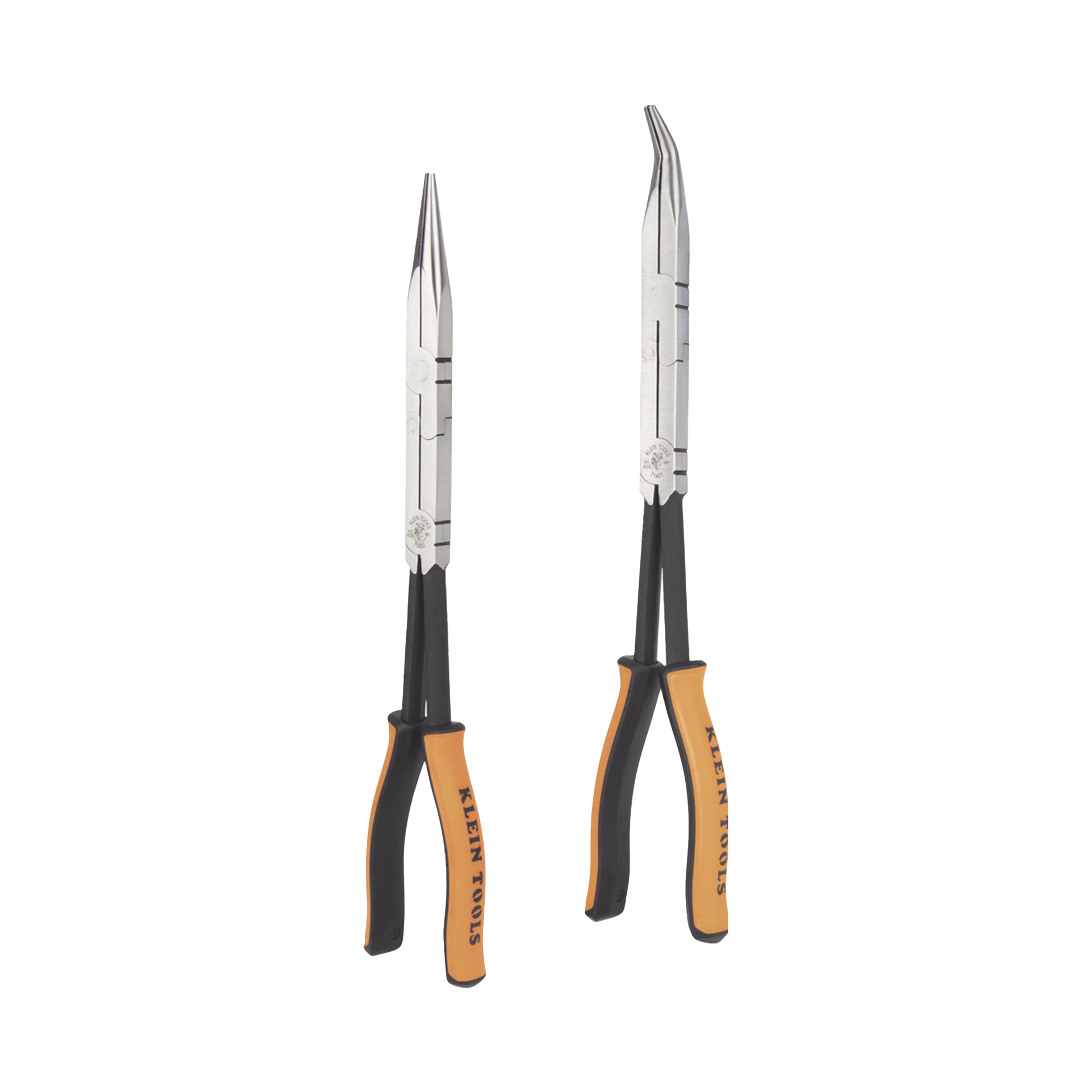 JUEGO DE 2 PINZAS DE PUNTA DOBLADA Y PUNTA DE AGUJA DE GRAN ALCANCE 33 CM-Ferreteria-KLEIN TOOLS-71402-Bsai Seguridad & Controles