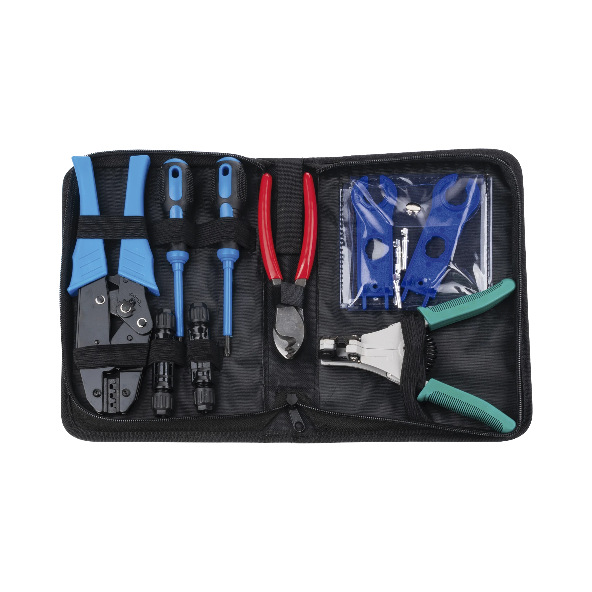 JUEGO DE HERRAMIENTAS Y ACCESORIOS, PARA INSTALACIÓN DE SISTEMA SOLAR. INCLUYE: PINZAS (3), DESARMADORES (2), LLAVES (2) Y ACCESORIOS (7).-Herramientas-EPCOM POWERLINE-Bsai Seguridad & Controles