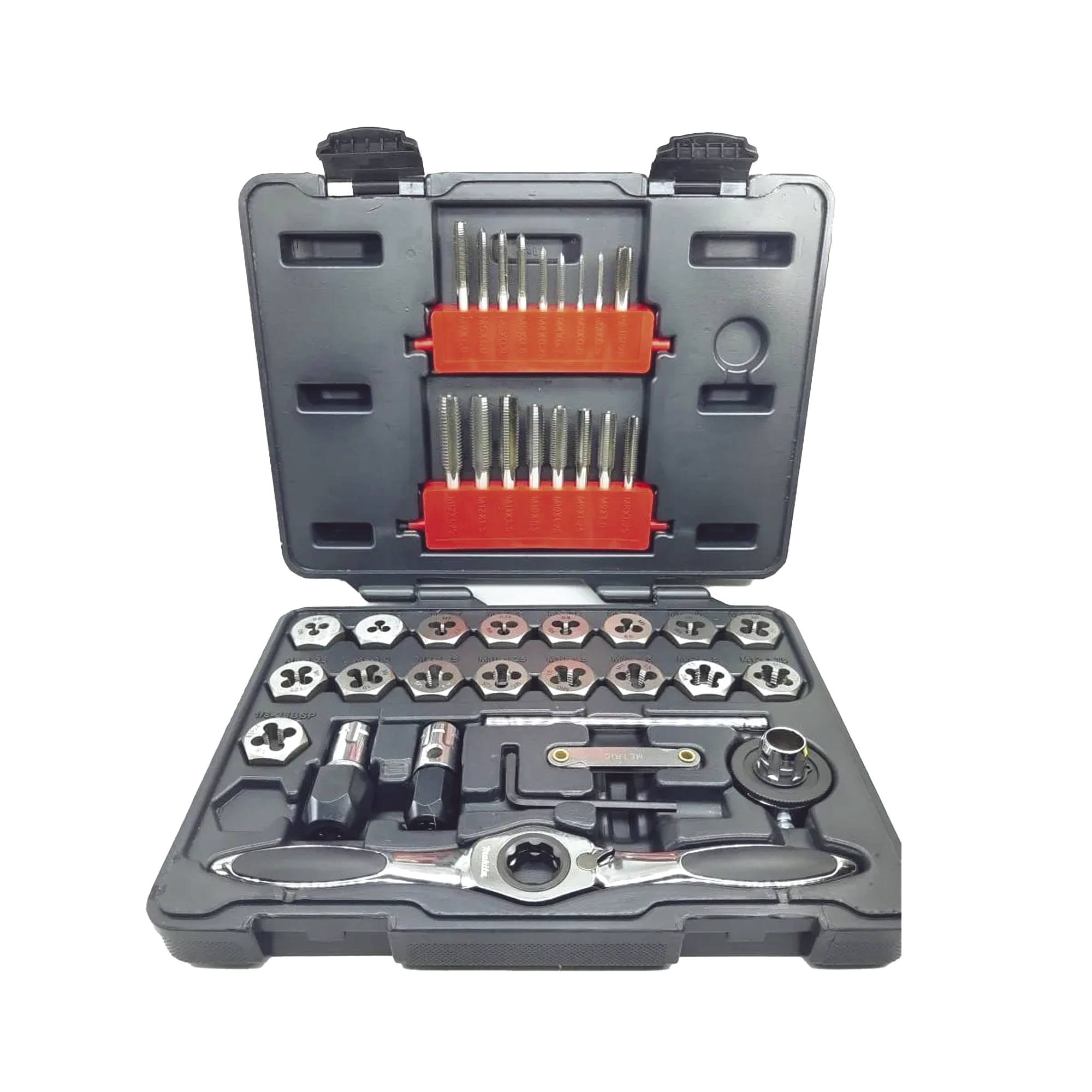 JUEGO PARA ROSCADO MÉTRICO, TARRAJAS Y MACHUELOS 75 PIEZAS-Herramientas-MAKITA-Bsai Seguridad & Controles