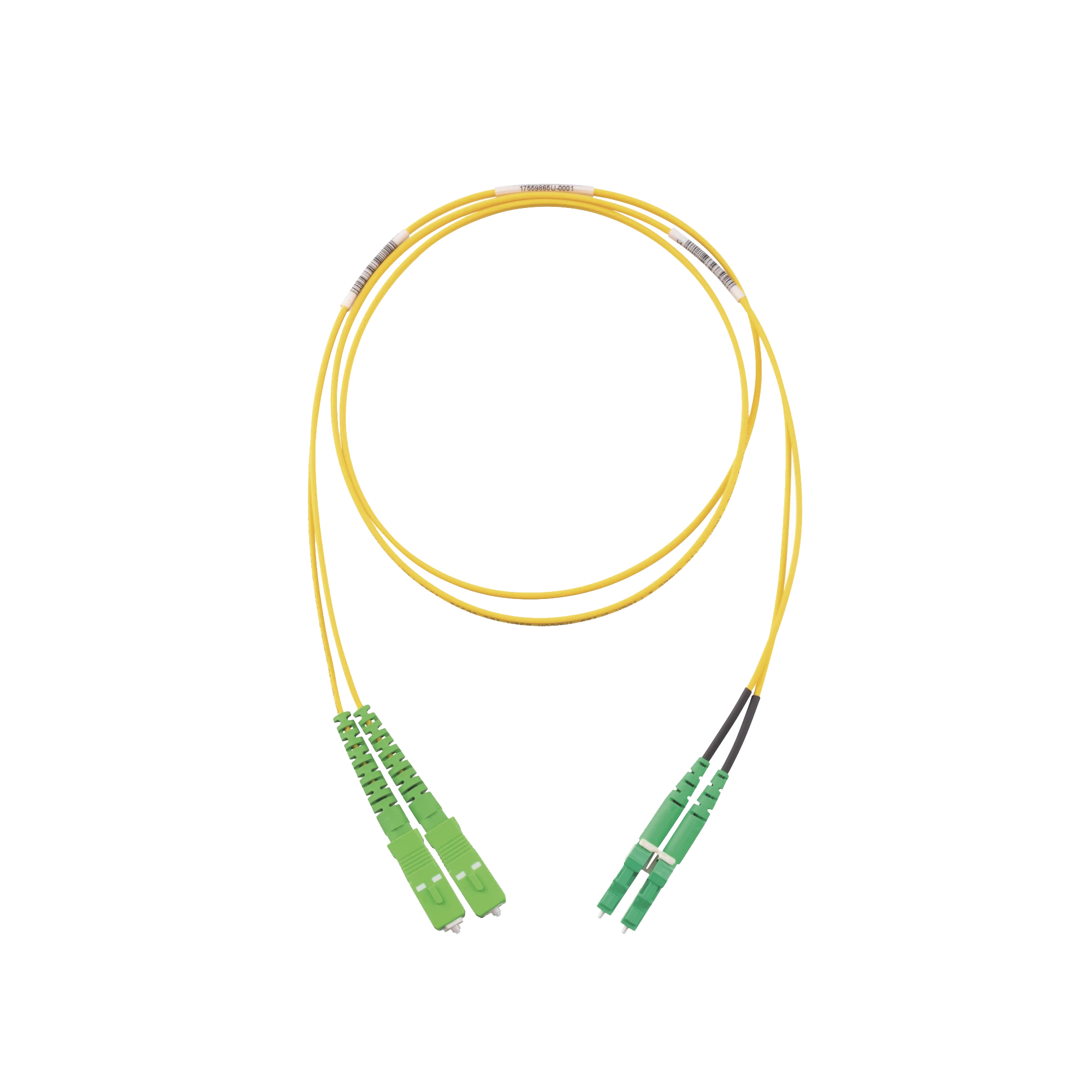 JUMPER DE FIBRA OPTICA MONOMODO 9/125 OS2, SC/APC-LC/APC DUPLEX, OFNR (RISER), COLOR AMARILLO, 2 METROS-Fibra Óptica-PANDUIT-Bsai Seguridad & Controles