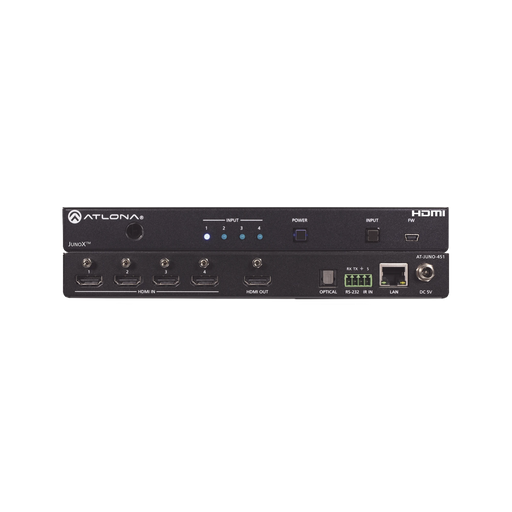 JUNOX™ SWITCH HDMI 4K HDR DE CUATRO ENTRADAS-VoIP - Telefonía IP - Videoconferencia-ATLONA-AT-JUNO-451-Bsai Seguridad & Controles