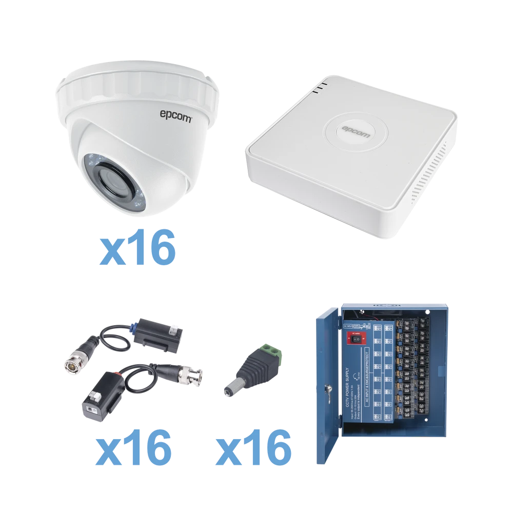 KESTXLT16EW- KIT 16 CÁMARAS DE SEGURIDAD DOMO EPCOM SISTEMA TURBOHD 720P-Kits Cámaras de Seguridad-EPCOM PROFESSIONAL-Bsai Seguridad & Controles