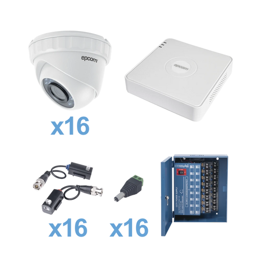 KESTXLT16EW- KIT 16 CÁMARAS DE SEGURIDAD DOMO EPCOM SISTEMA TURBOHD 720P-Kits Cámaras de Seguridad-EPCOM-KESTXLT16EW-Bsai Seguridad & Controles