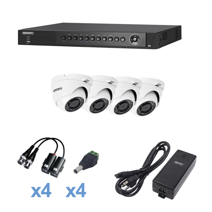 KEVTX8T4EW- KIT 4 CÁMARAS DE SEGURIDAD DOMO EPCOM SISTEMA TURBOHD 1080P-Kits Cámaras de Seguridad-EPCOM-KEVTX8T4EW-Bsai Seguridad & Controles