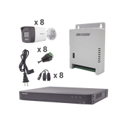 KIT AUDIO BIDIRECCIONAL TURBOHD 4K-3K / DVR 8 CANALES 4K / 8 CÁMARAS BALA (EXTERIOR) CON BOCINA Y MICROFÓNO INTEGRADO 3K / 1 FUENTES DE PODER / ACCESORIOS-Kits- Sistemas Completos-HIKVISION-Bsai Seguridad & Controles