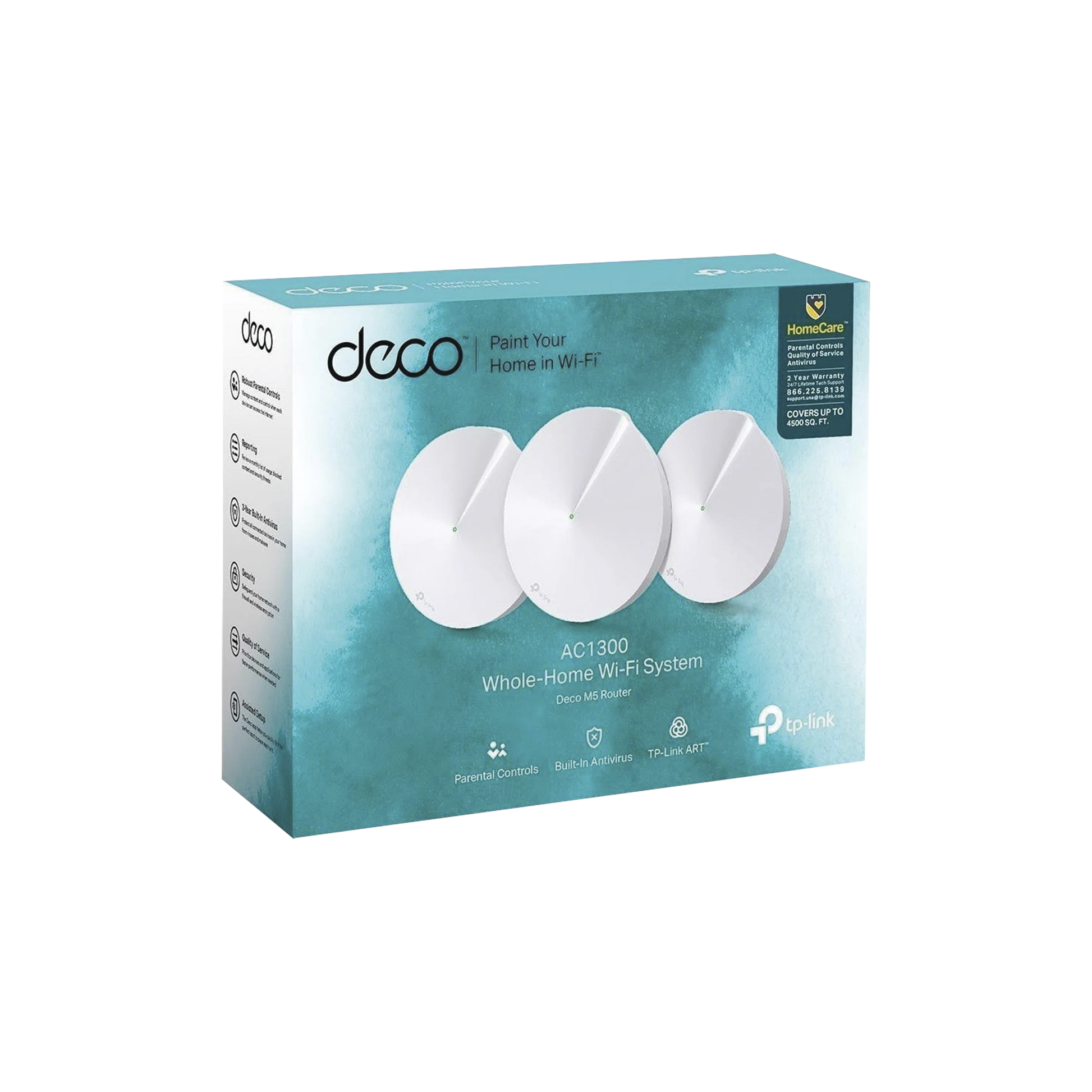 KIT 3 ROUTERS INALÁMBRICOS MESH INTERIOR PARA HOGAR / DOBLE BANDA WI-FI 5 AC1300 MBPS / 2 PUERTO GIGABIT WAN/LAN / 4 ANTENAS INTERNAS / ADMINISTRACIÓN MEDIANTE LA APP DECO (IOS, ANDROID) / PROTECCIÓN HOMECARE-Redes WiFi-TP-LINK-Bsai Seguridad & Controles