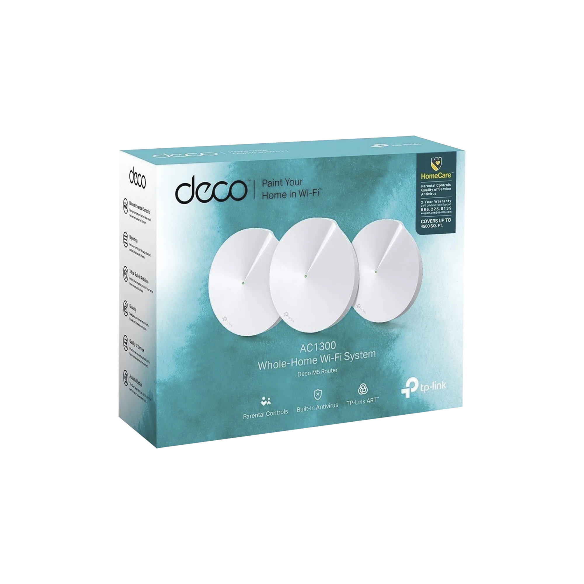 KIT 3 ROUTERS INALÁMBRICOS MESH INTERIOR PARA HOGAR / DOBLE BANDA WI-FI 5 AC1300 MBPS / 2 PUERTO GIGABIT WAN/LAN / 4 ANTENAS INTERNAS / ADMINISTRACIÓN MEDIANTE LA APP DECO (IOS, ANDROID) / PROTECCIÓN HOMECARE-Redes WiFi-TP-LINK-Bsai Seguridad & Controles