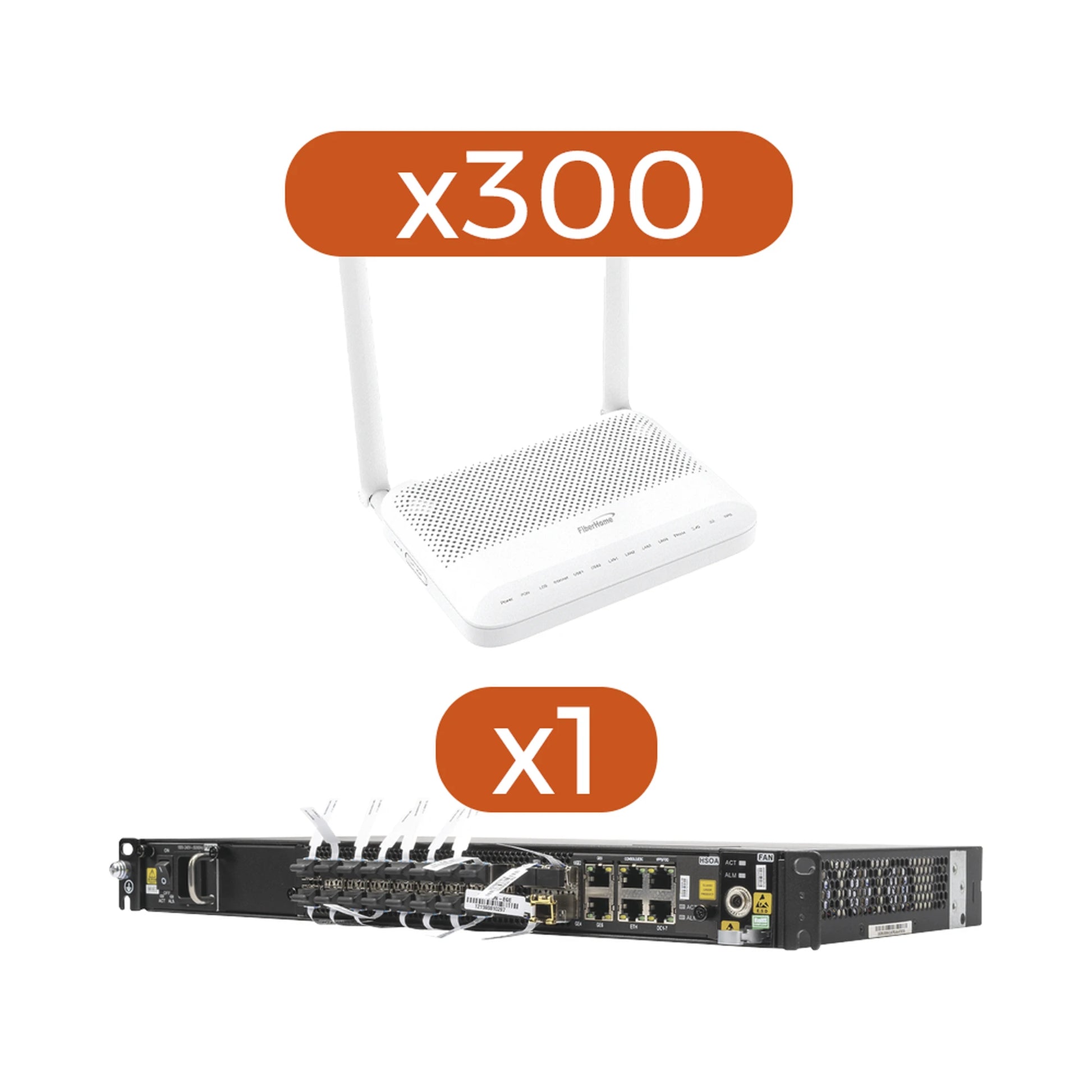 KIT 300 ONTS HG6145D2 + 1 OLT AN6001G16-AC-Redes FTTH/PON-FIBERHOME-AN1645D2-KIT-Bsai Seguridad & Controles
