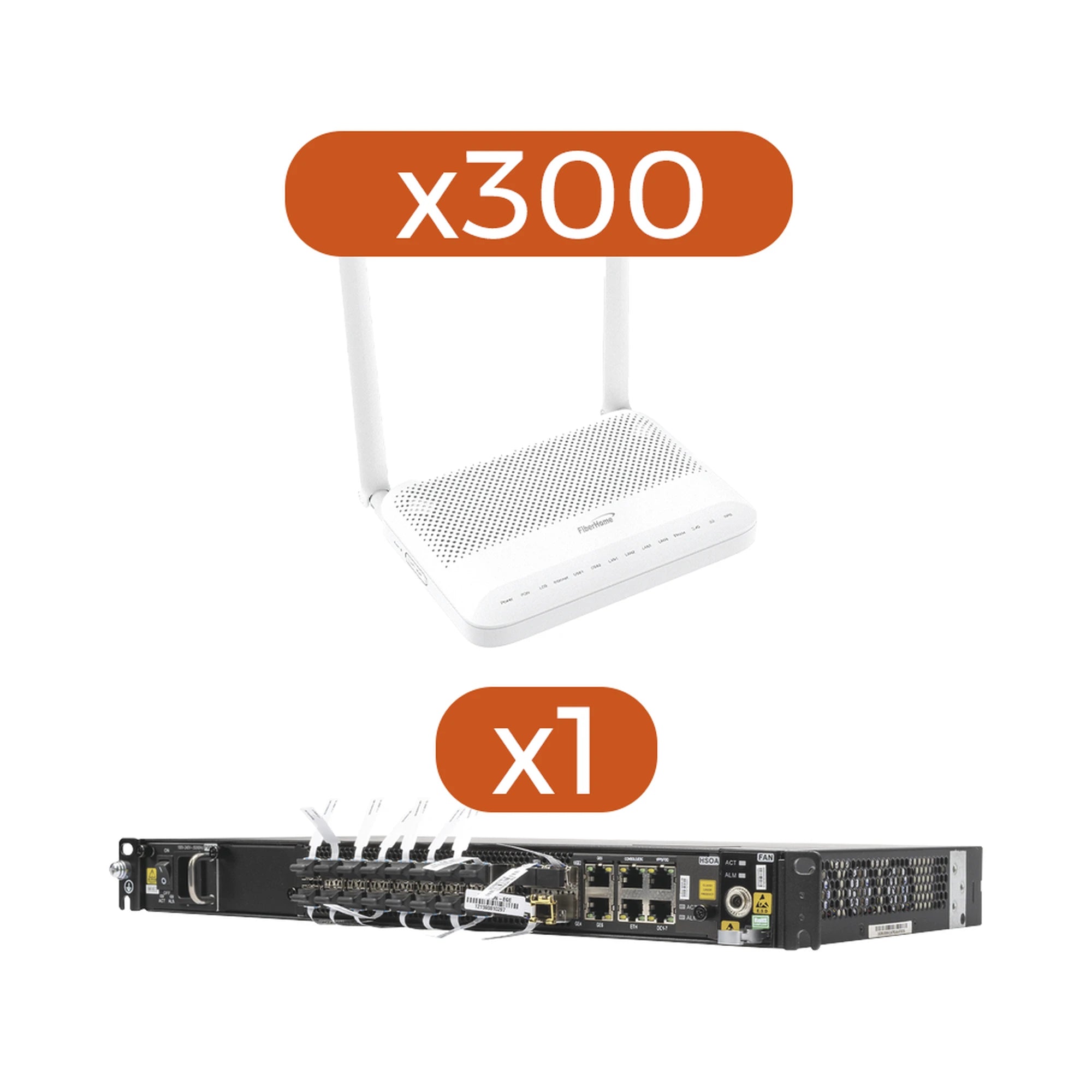 KIT 300 ONTS HG6145D2 + 1 OLT AN6001G16-AC-Redes FTTH/PON-FIBERHOME-AN1645D2-KIT-Bsai Seguridad & Controles