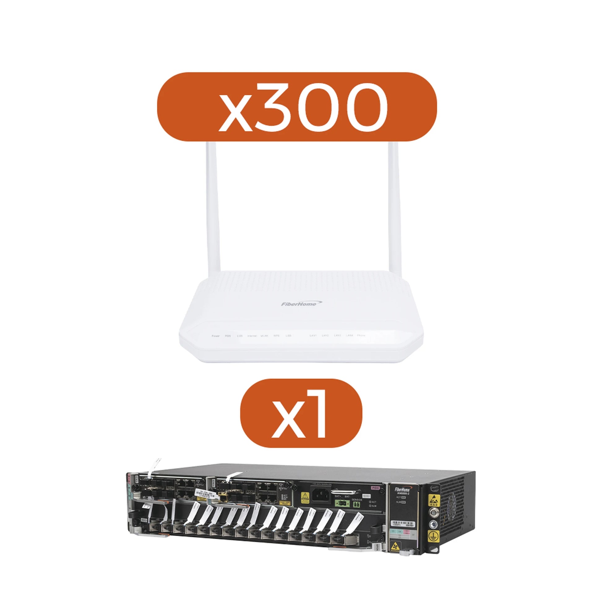 KIT 300 ONT´S HG6143D + 1 OLT AN60002-AC-Redes FTTH/PON-FIBERHOME-AN0243D-KIT-Bsai Seguridad & Controles