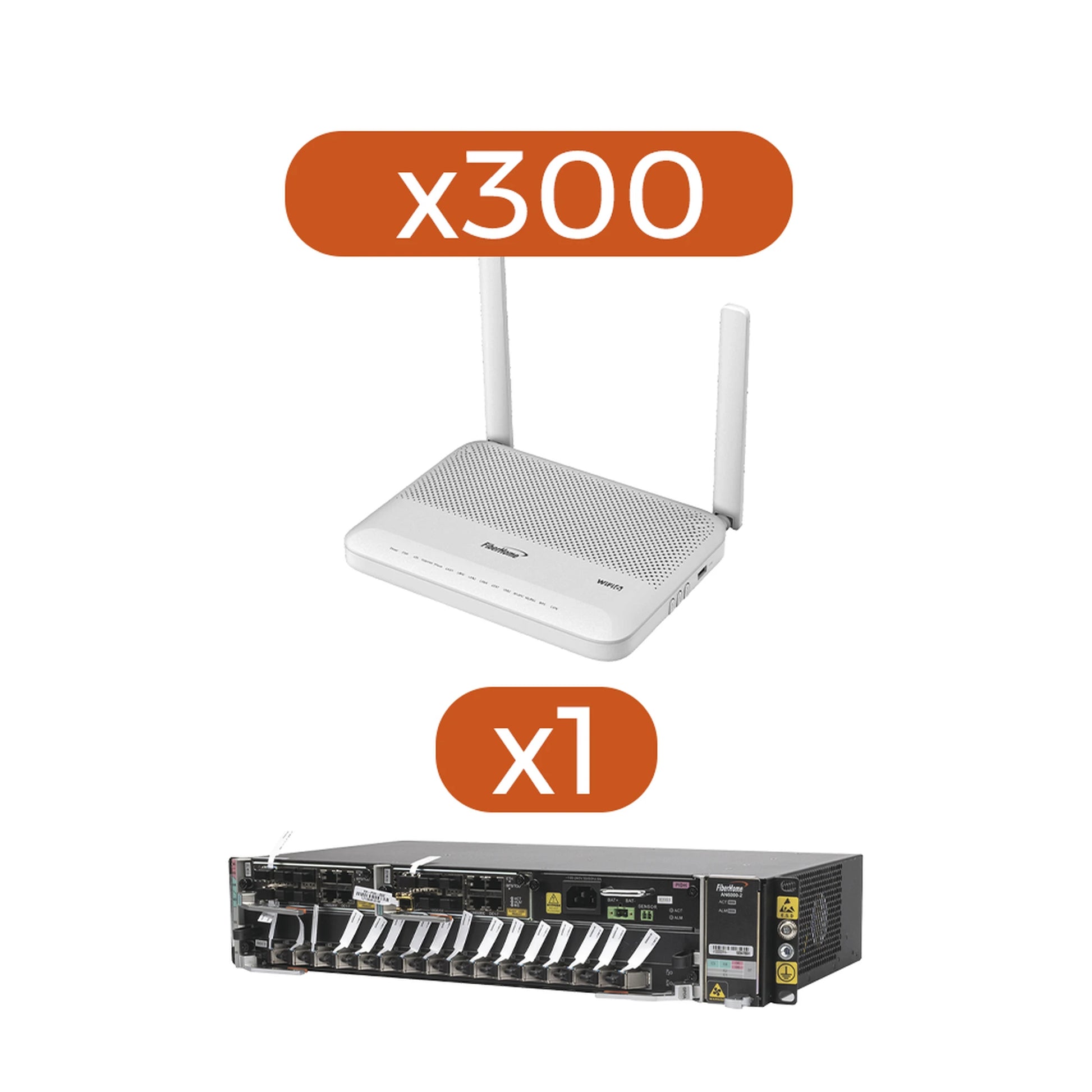 KIT 300 ONU´S HG6144F + 1 OLT AN60002-AC-Redes FTTH/PON-FIBERHOME-Bsai Seguridad & Controles