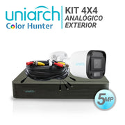 KIT 4X4 ANALOGICO UNIARCH EXTERIOR BULLET COLOR HUNTER 5MP IP67 TVI/AHD/CVI/CVBS INCLUYE 1 XVR 4 BNC+2 IP / + 4 CAM BULLET COLOR HUNTER 5MP 2.8MM + 4 CABLES PREPONCHADOS DE 18MTS + FUENTE DE ALIMENTACION 12VDC Y UN PULPO DE 5 SALIDAS-Kits de Videovigilancia-UNIARCH BY UNV-KIT 4X4 ANALOGICO UNIARCH EXTERIOR BULLET COLOR HUNTER 5MP-Bsai Seguridad & Controles