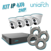 KIT 4X4 UNIARCH IP EXTERIOR TURRET 2MP 1080P INCLUYE 1 NVR POE 4 PTOS + 4 CAM TURRET IP 2 MP 2.8 MM SLOT MICRO SD + 4 CABLES PREPONCHADOS DE 18MTS-Kits de Video IP-UNIARCH BY UNV-KIT 1 x NVR-104E2-P4 + 4 x IPC-T122-APF28K + 4 x ENS-IP18CAT6-Bsai Seguridad & Controles