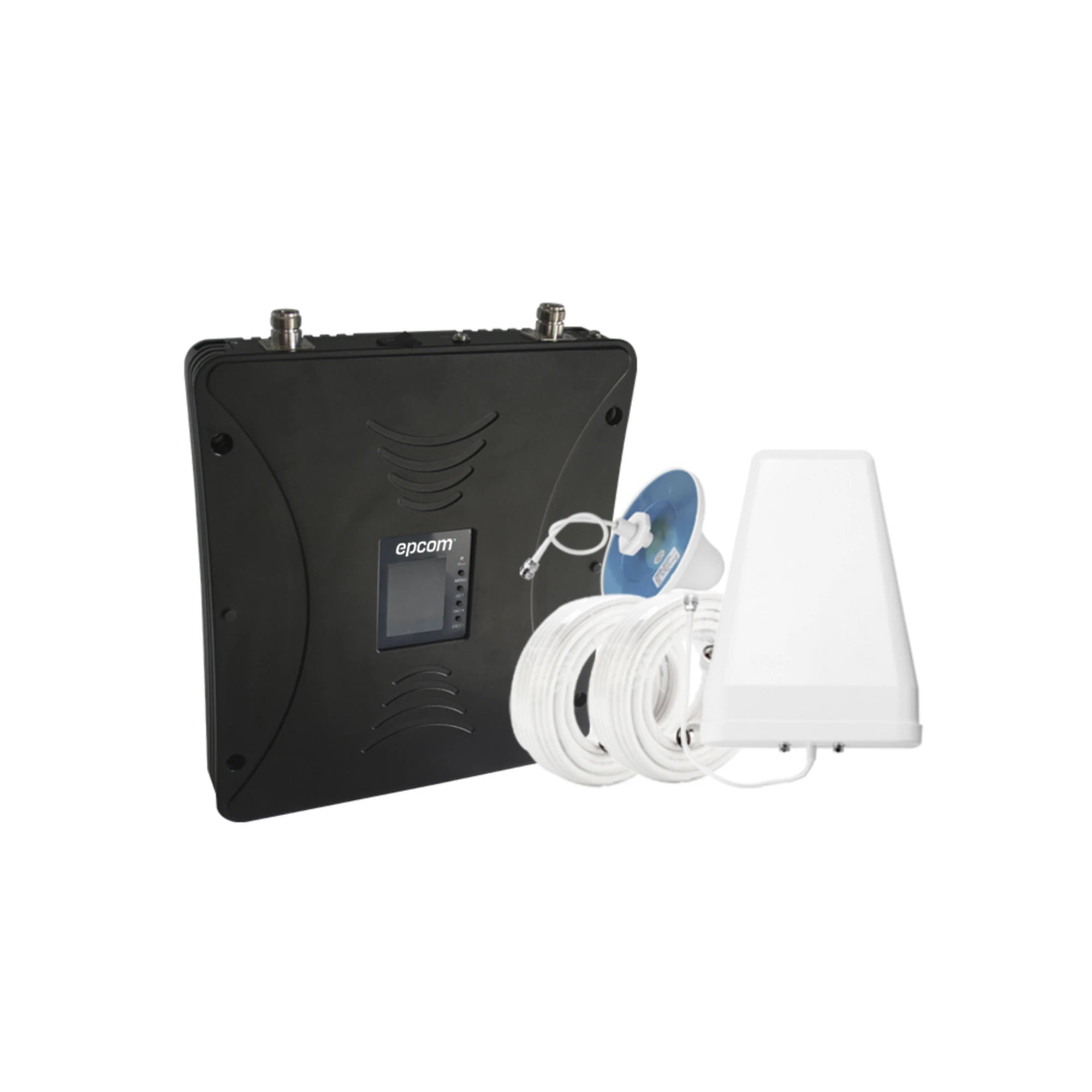 KIT AMPLIFICADOR DE SEÑAL CELULAR 4.5G, 4G LTE, 3G Y VOZ. FUNCIONA CON TODOS LOS OPERADORES. SOPORTA MÚLTIPLES DISPOSITIVOS Y TECNOLOGÍAS. HASTA 1200 METROS CUADRADOS DE COBERTURA-Cobertura para Celular-EPCOM-Bsai Seguridad & Controles