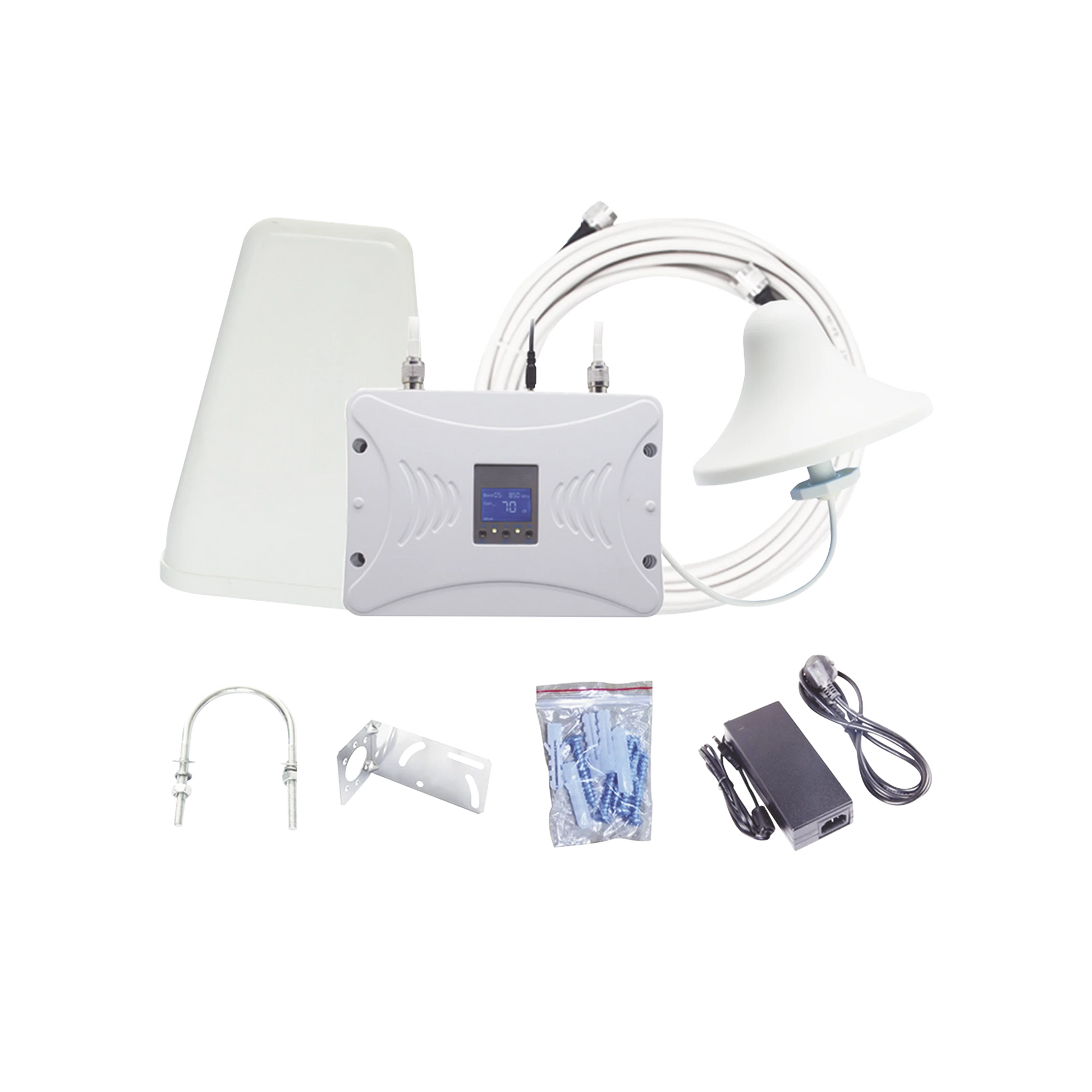 KIT AMPLIFICADOR DE SEÑAL CELULAR 4G LTE, 3G Y VOZ. FUNCIONA CON TODOS LOS OPERADORES. SOPORTA MÚLTIPLES DISPOSITIVOS Y TECNOLOGÍAS. HASTA 1000 METROS CUADRADOS DE COBERTURA-Cobertura Celular 5G, 4G, 3G y Voz-EPCOM-Bsai Seguridad & Controles