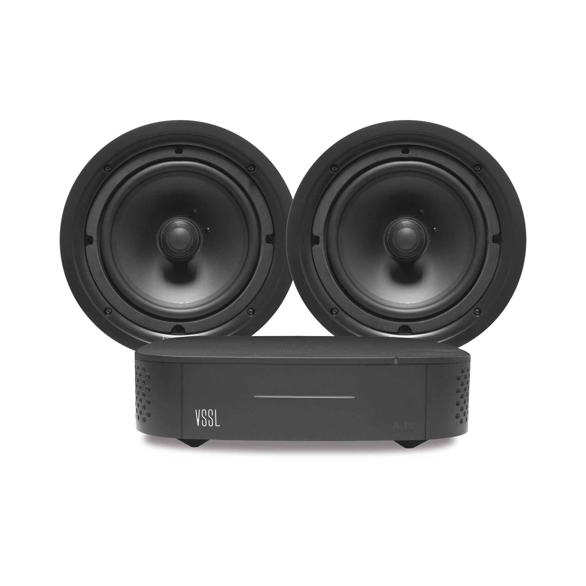 KIT AMPLIFICADOR VSSL A1X | 2 BOCINAS PARA PLAFÓN DE 6IN TRUAUDIO PP6-Audio, Video y Voceo-VSSL-Bsai Seguridad & Controles