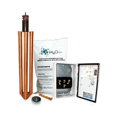 KIT ANTIVANDALICO DE PUESTA A TIERRA DE 100 AMPERES CON ELECTRODO, FILTRO Y COMPUESTO H2OHM.-Tierra Física y Pararrayos-TOTAL GROUND-Bsai Seguridad & Controles
