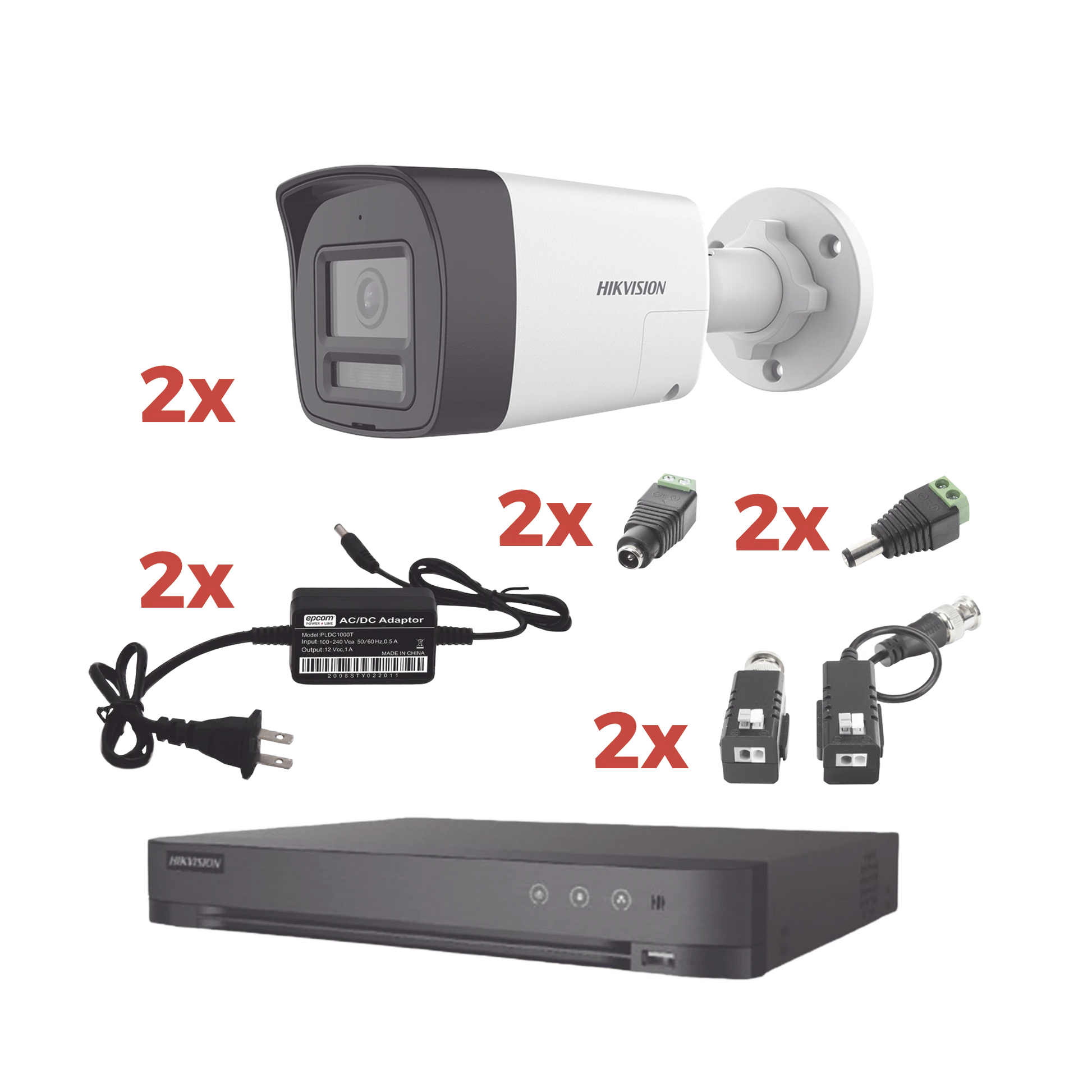 KIT AUDIO BIDIRECCIONAL TURBOHD 1080P / DVR 4 CANALES / 2 CÁMARAS BALA (EXTERIOR) CON BOCINA Y MICROFÓNO INTEGRADO / 2 FUENTES DE PODER / ACCESORIOS-Kits- Sistemas Completos-HIKVISION-KH-1080P-2B-TWA-Bsai Seguridad & Controles