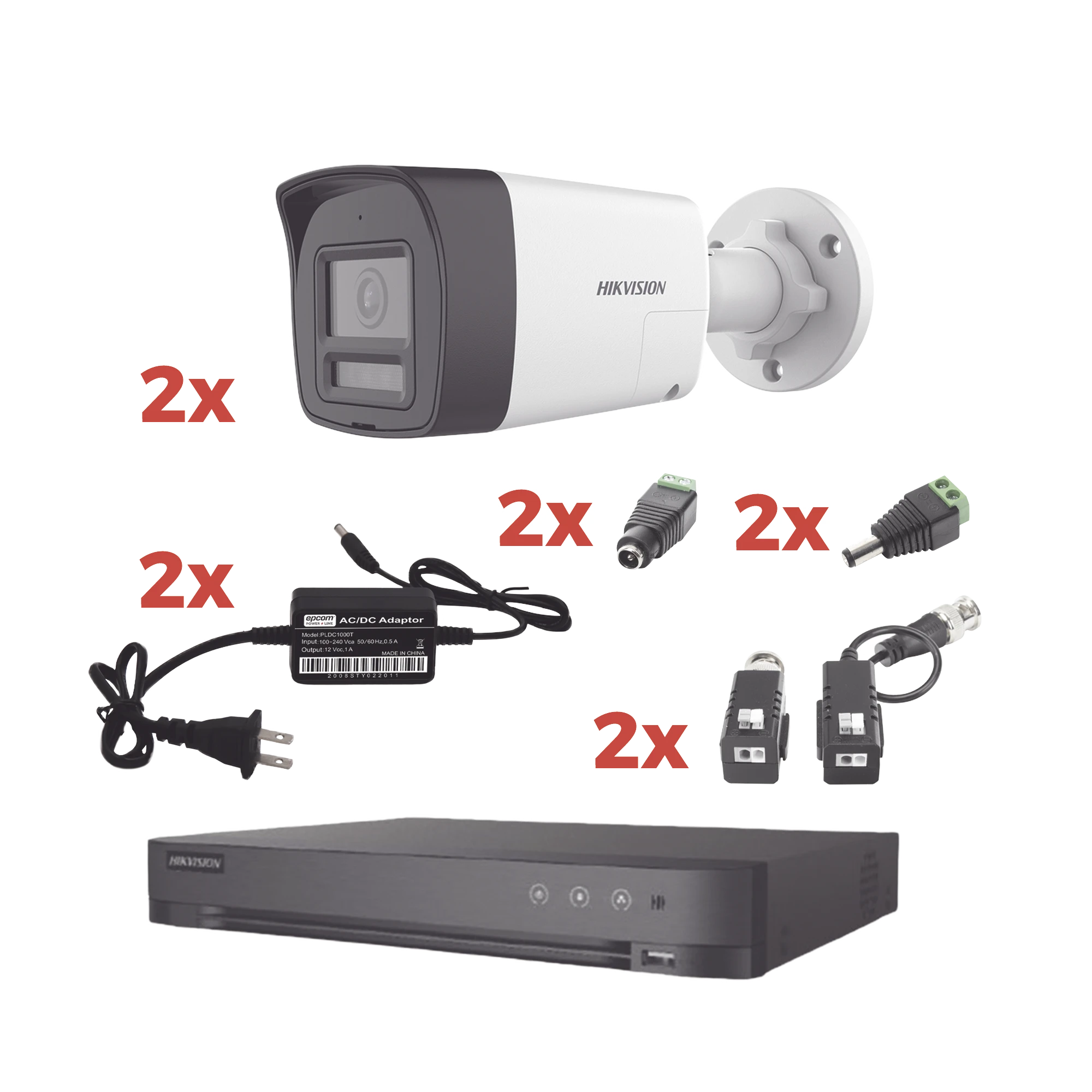 KIT AUDIO BIDIRECCIONAL TURBOHD 1080P / DVR 4 CANALES / 2 CÁMARAS BALA (EXTERIOR) CON BOCINA Y MICROFÓNO INTEGRADO / 2 FUENTES DE PODER / ACCESORIOS-Kits- Sistemas Completos-HIKVISION-KH-1080P-2B-TWA-Bsai Seguridad & Controles