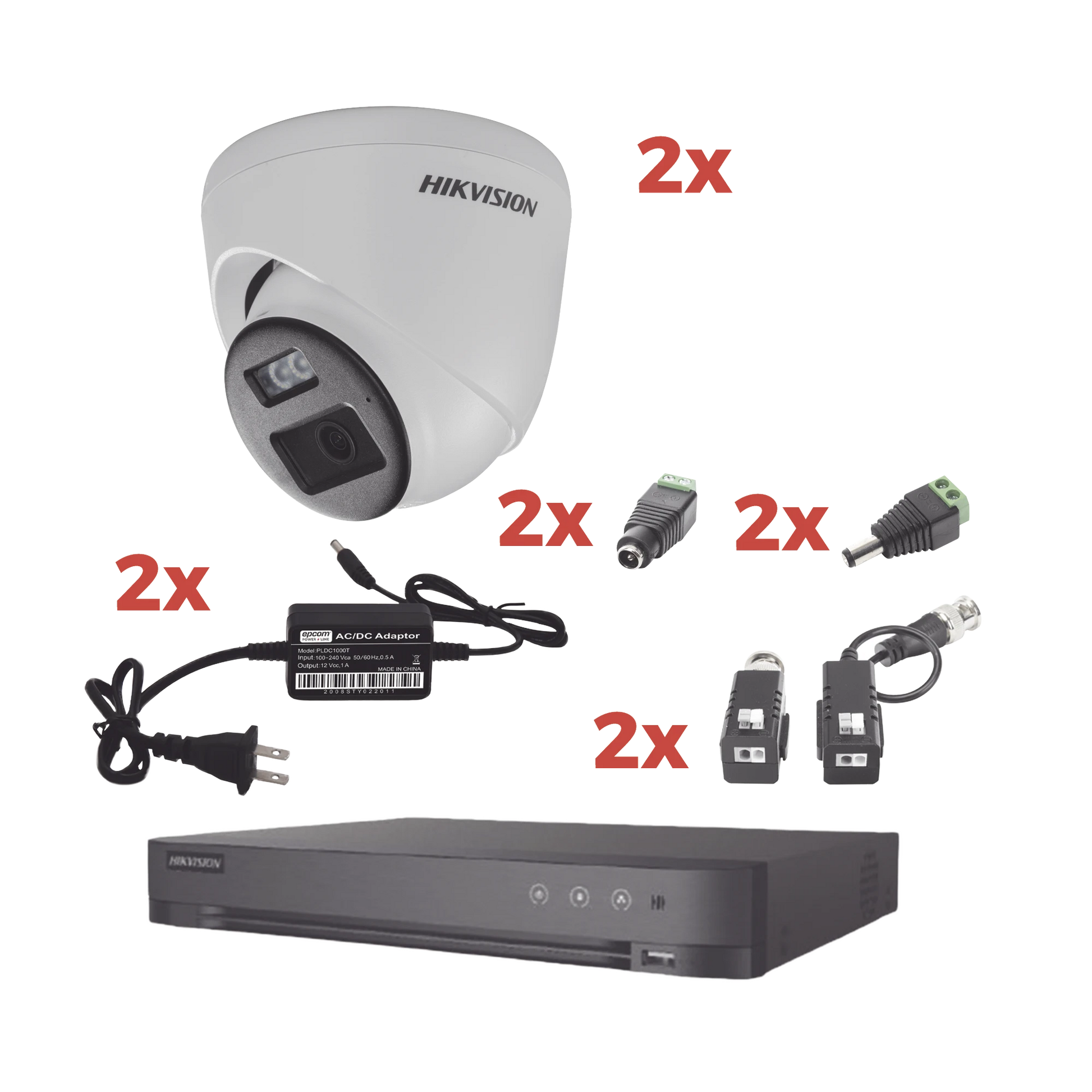 KIT AUDIO BIDIRECCIONAL TURBOHD 1080P / DVR 4 CANALES / 2 CÁMARAS EYEBALL (EXTERIOR) CON BOCINA Y MICROFÓNO INTEGRADO / 2 FUENTES DE PODER / ACCESORIOS-Kits- Sistemas Completos-HIKVISION-KH-1080P-2E-TWA-Bsai Seguridad & Controles