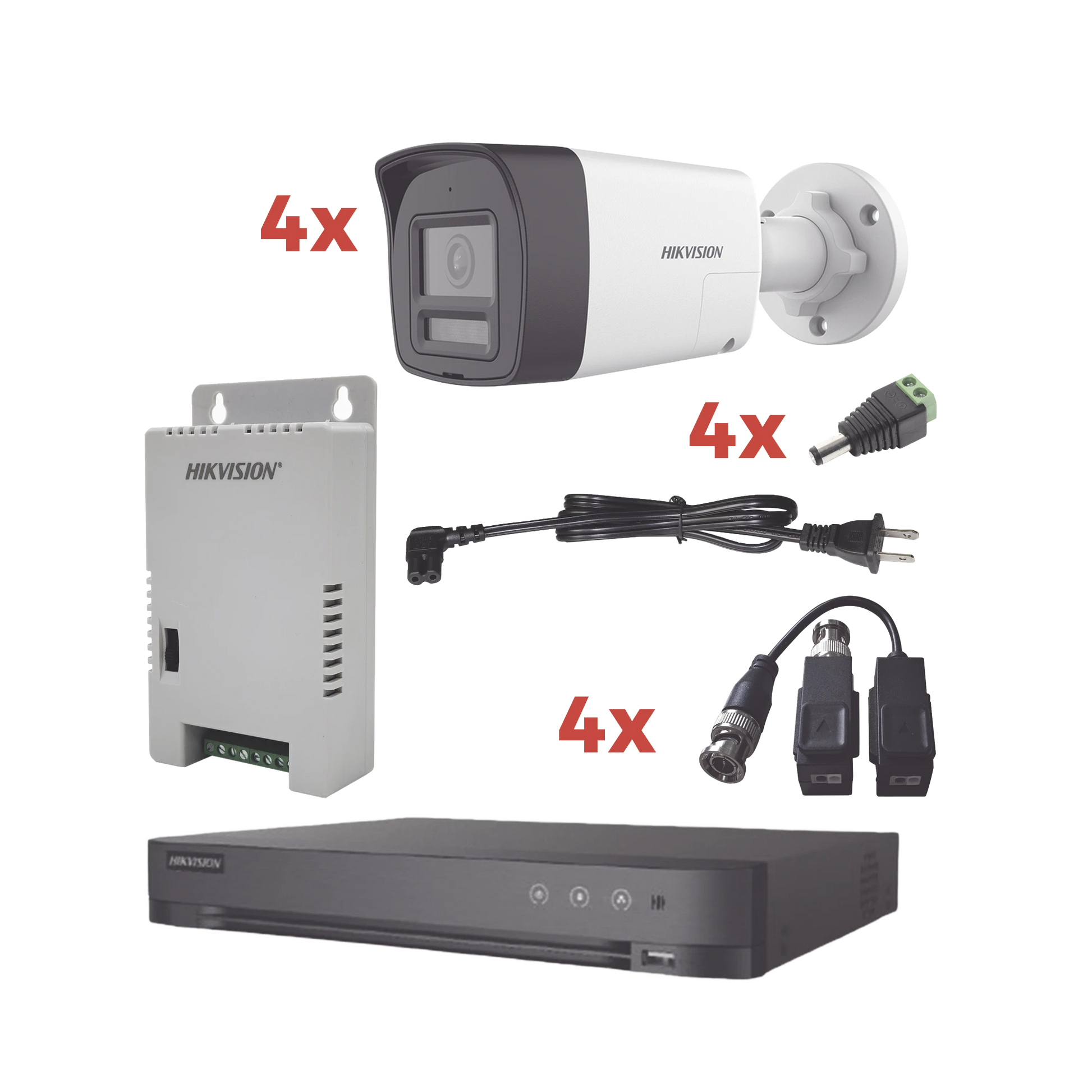 KIT AUDIO BIDIRECCIONAL TURBOHD 1080P / DVR 4 CANALES / 4 CÁMARAS BALA (EXTERIOR) CON BOCINA Y MICROFÓNO INTEGRADO / 1 FUENTE DE PODER / ACCESORIOS-Kits- Sistemas Completos-HIKVISION-KH-1080P-4B-TWA-Bsai Seguridad & Controles