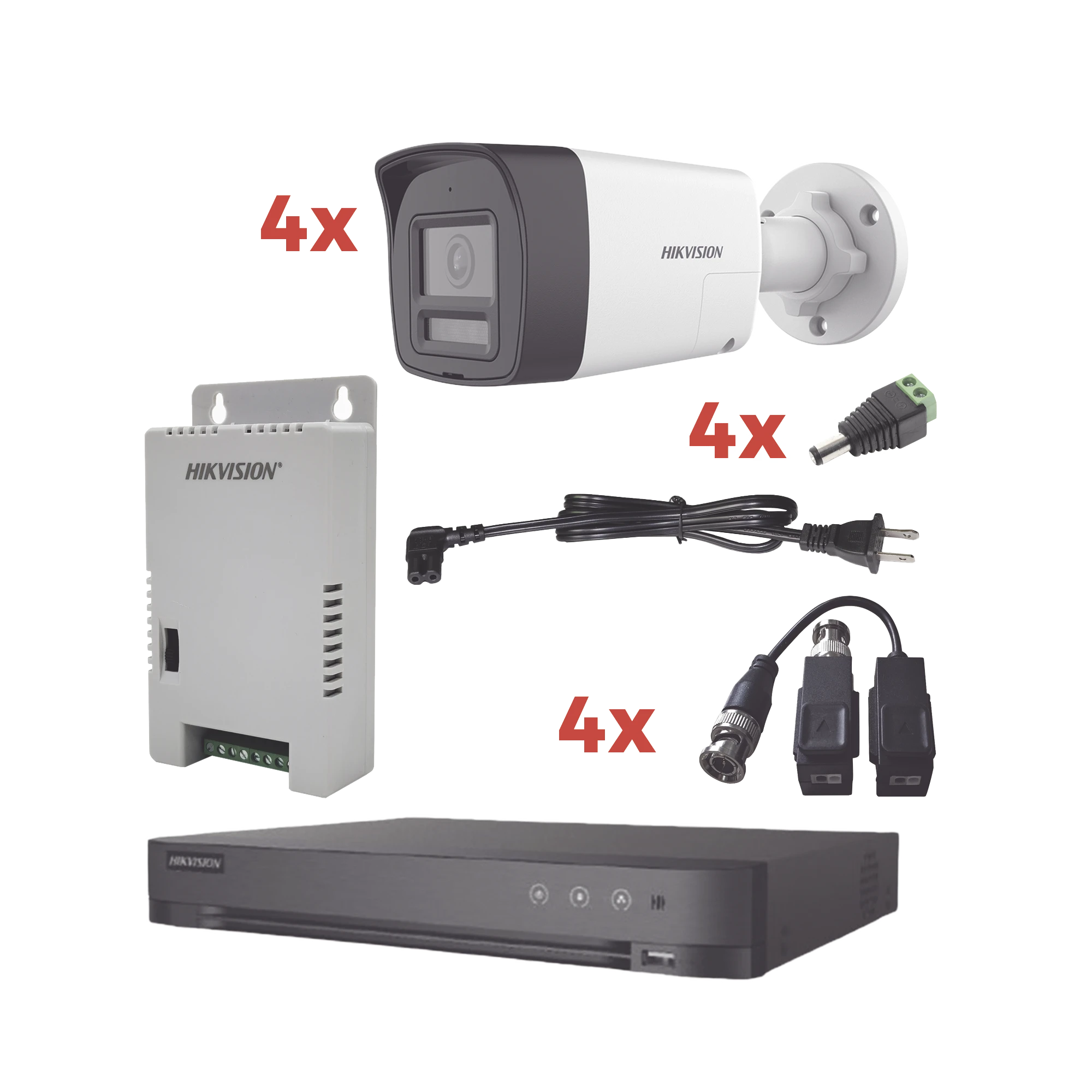 KIT AUDIO BIDIRECCIONAL TURBOHD 1080P / DVR 4 CANALES / 4 CÁMARAS BALA (EXTERIOR) CON BOCINA Y MICROFÓNO INTEGRADO / 1 FUENTE DE PODER / ACCESORIOS-Kits- Sistemas Completos-HIKVISION-KH-1080P-4B-TWA-Bsai Seguridad & Controles